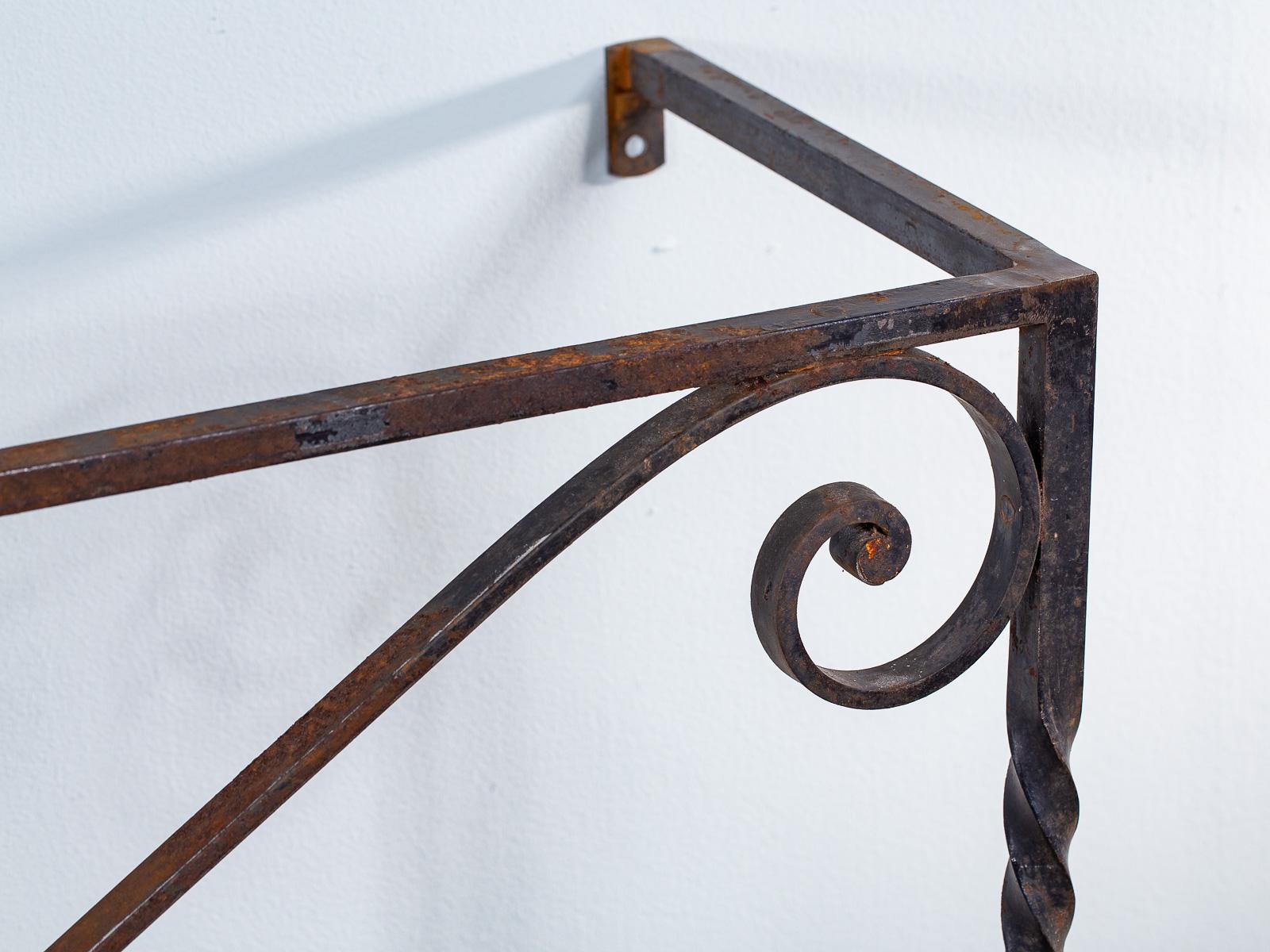 Long Vintage French Architectural Salvage Reclaimed Iron Console Server Table For Sale 1