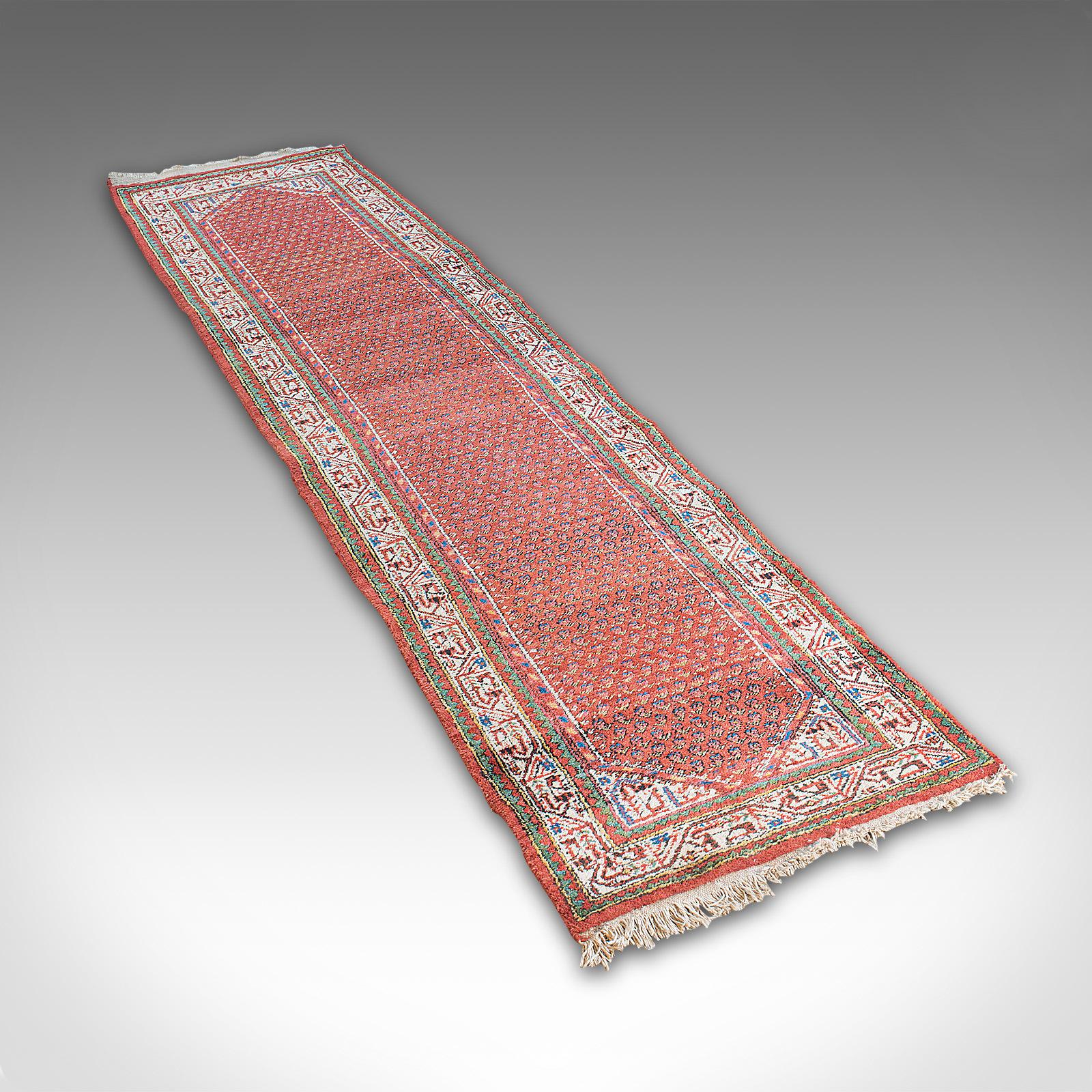 20th Century Long Vintage Hallway Runner, Persian, Woolen, Carpet, Mid 20th, Circa 1960 For Sale