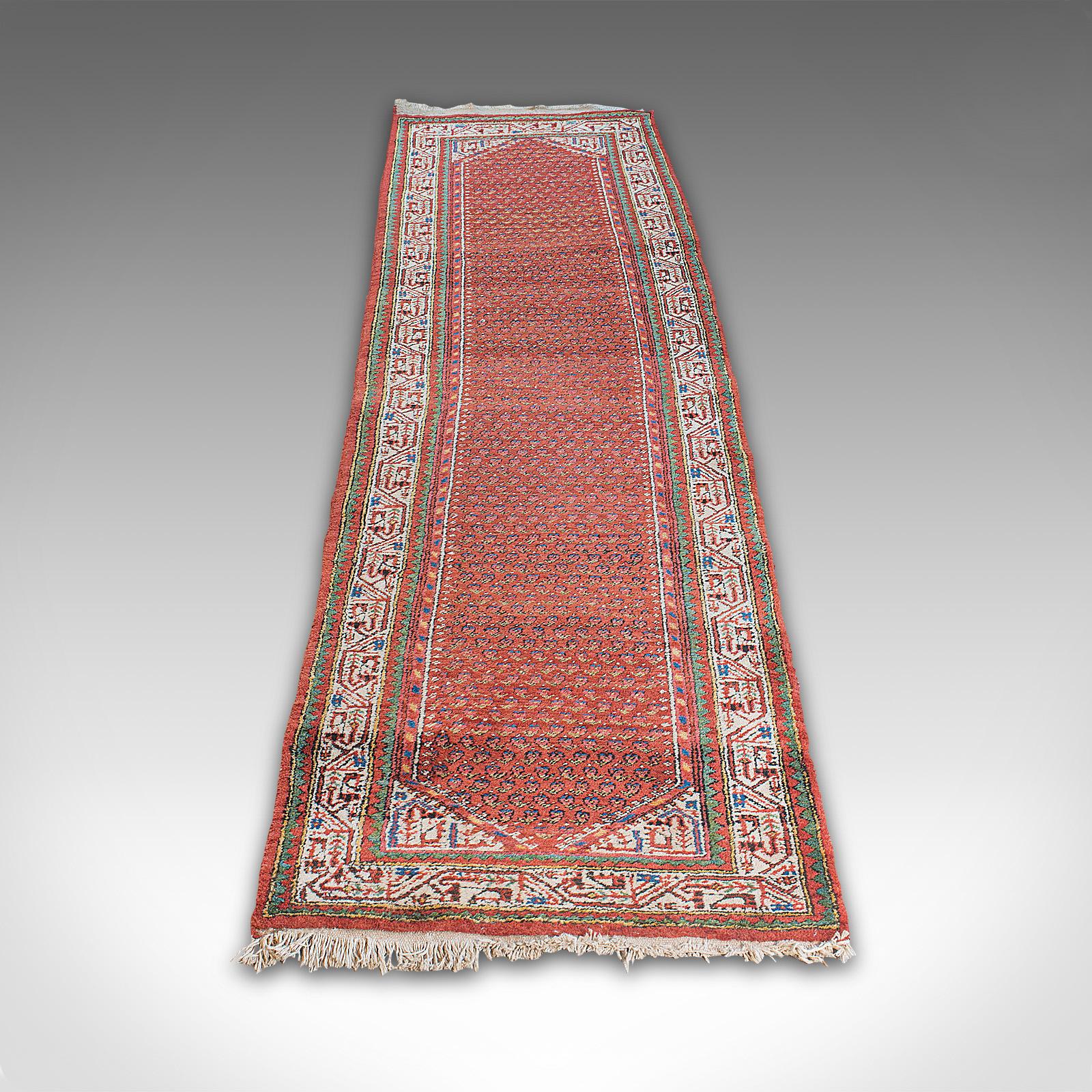 Long Vintage Hallway Runner, Persian, Woolen, Carpet, Mid 20th, Circa 1960 For Sale 1