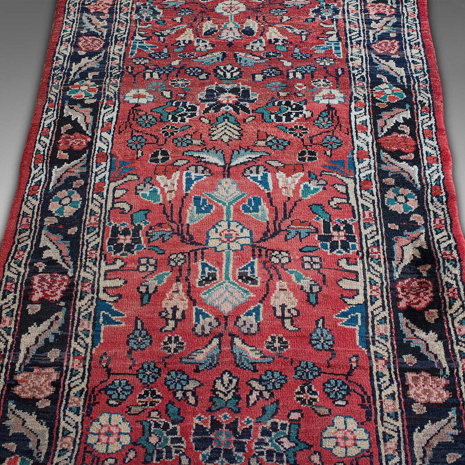 Long, Vintage Hamadan Runner, Persian, Hallway, Rug, Carpet, Mid-20th Century For Sale 6