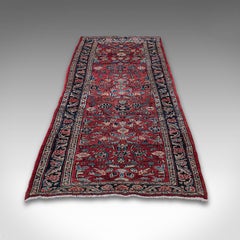 Long, Vintage Hamadan Runner, Persian, Hallway, Rug, Carpet, Mid-20th Century