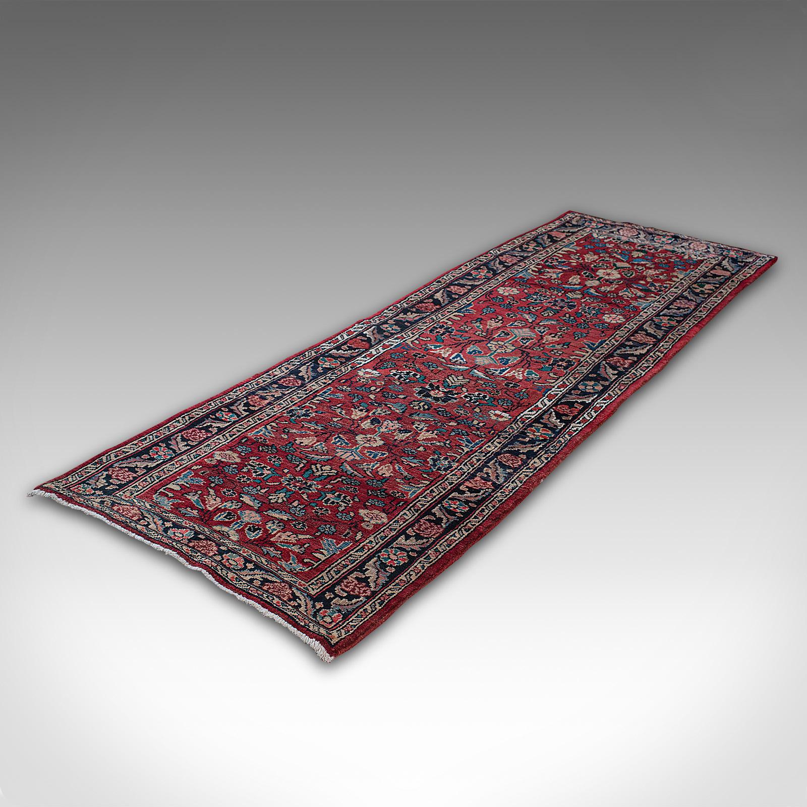 Long, Vintage Hamadan Runner, Persian, Hallway, Rug, Carpet, Mid-20th Century In Good Condition For Sale In Hele, Devon, GB