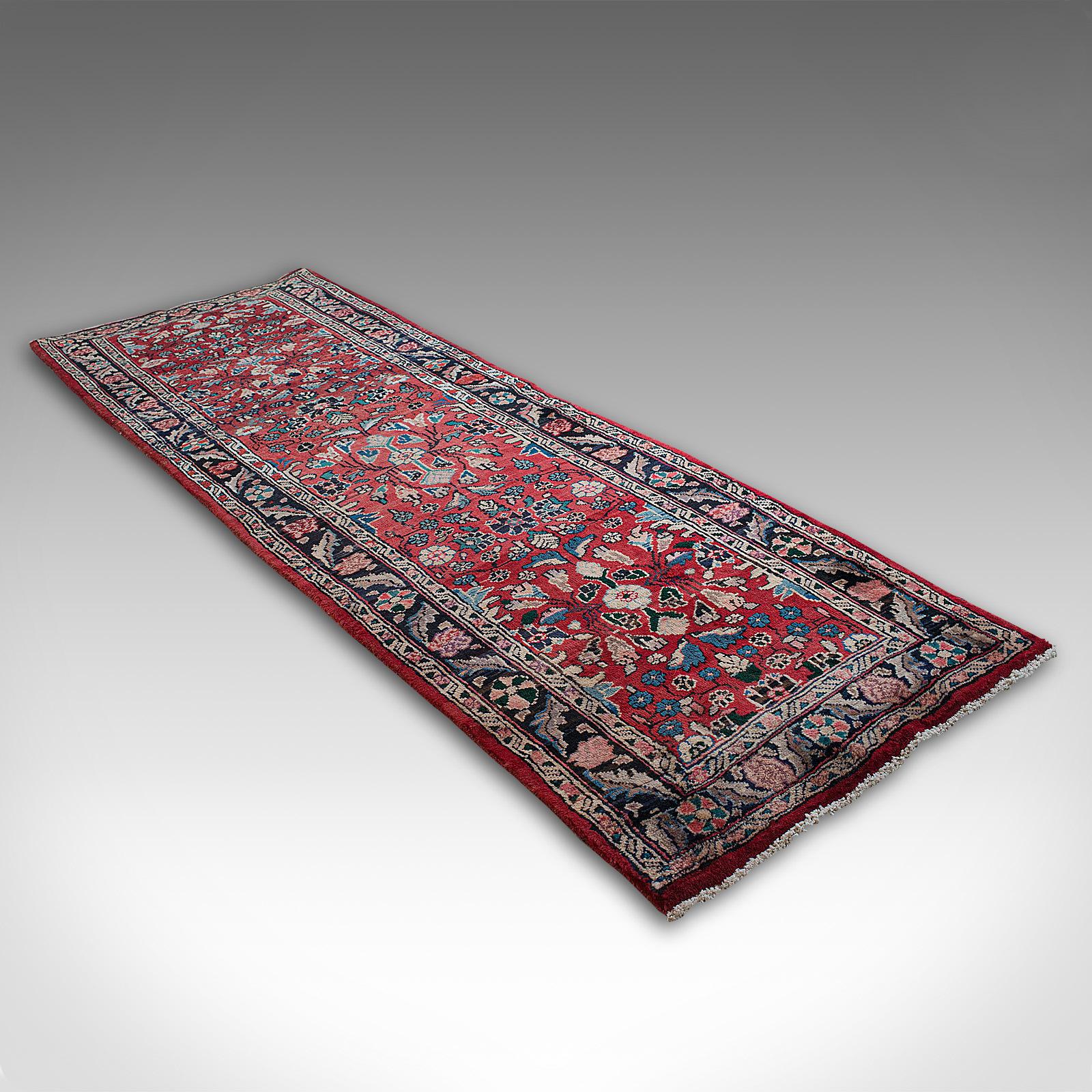 Wool Long, Vintage Hamadan Runner, Persian, Hallway, Rug, Carpet, Mid-20th Century For Sale