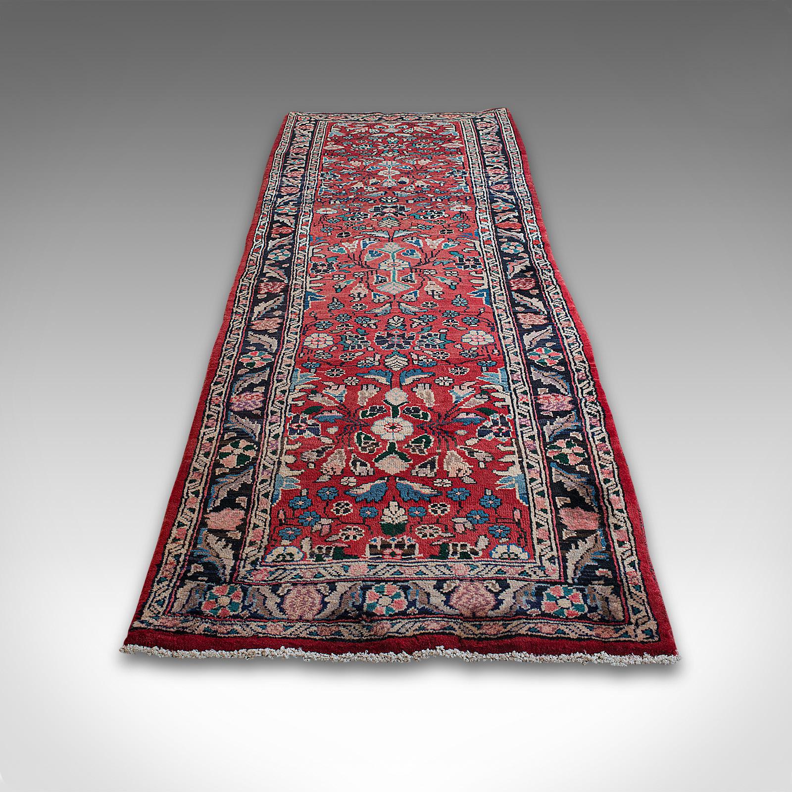 Long, Vintage Hamadan Runner, Persian, Hallway, Rug, Carpet, Mid-20th Century For Sale 1