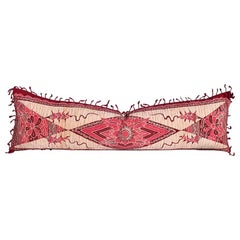 Long Vintage Indonesian Batik Down Lumbar Pillow with Tassels in Pink and Purple