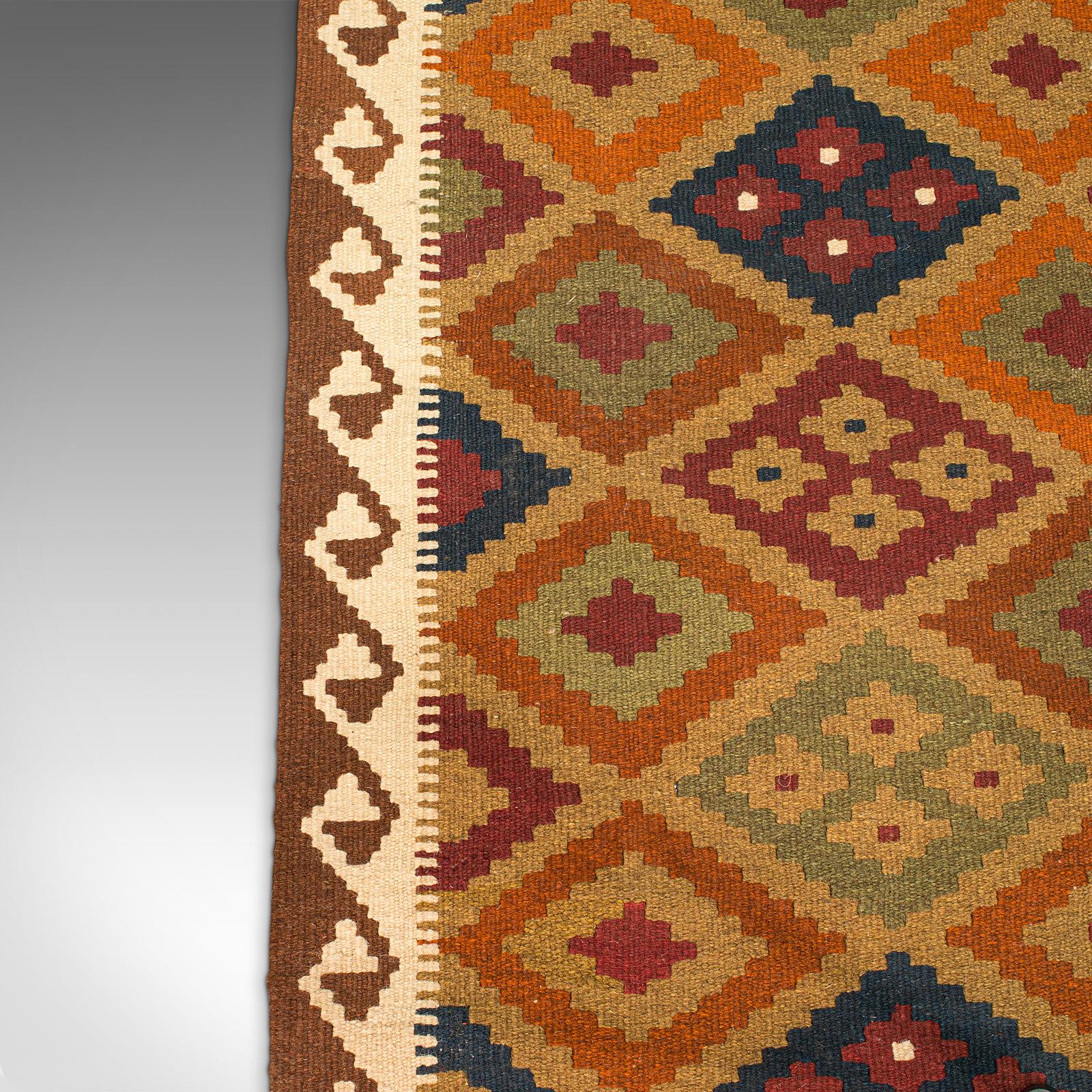 Long Vintage Maimana Kilim Runner, Caucasian, Decorative Carpet, Hallway Rug For Sale 5