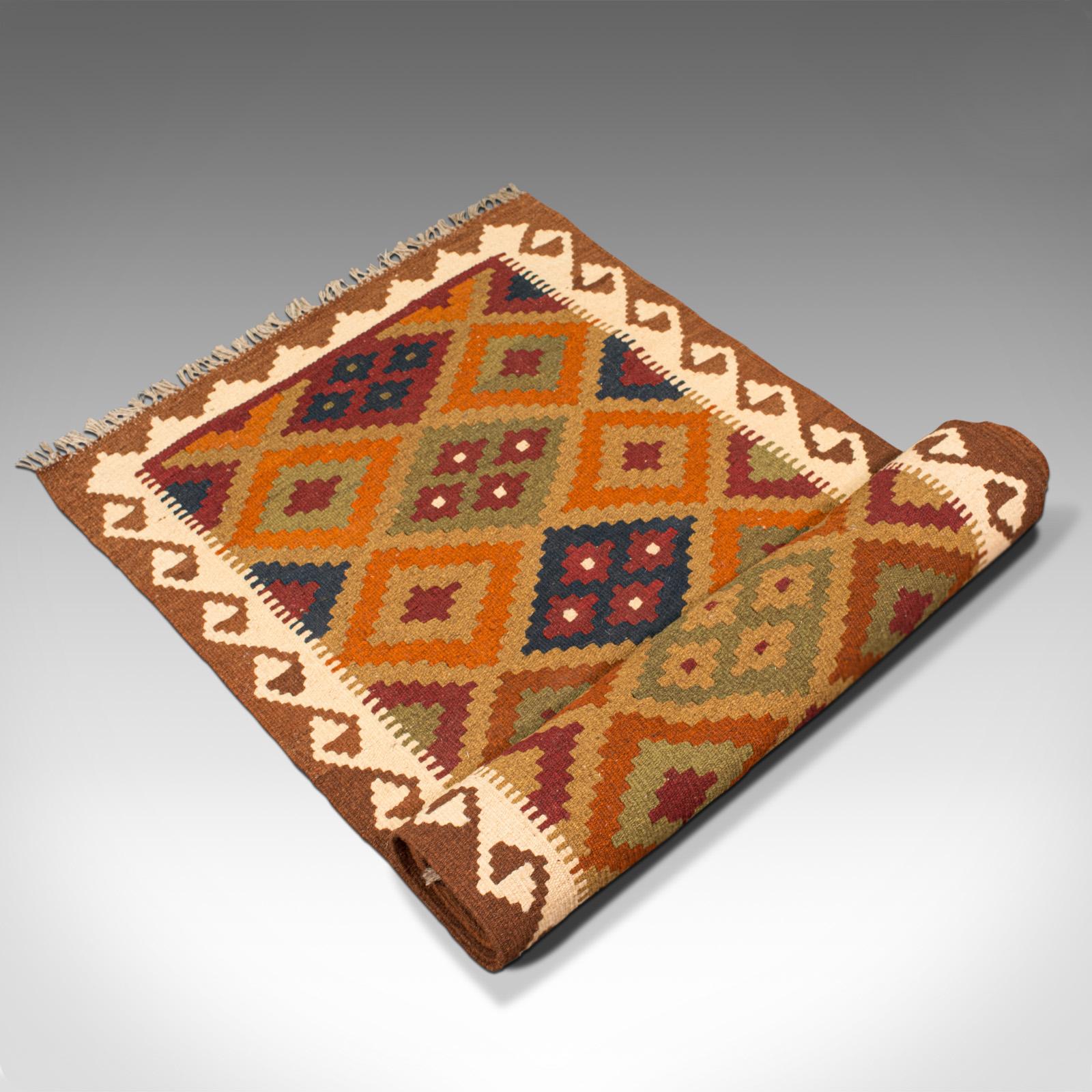 Long Vintage Maimana Kilim Runner, Caucasian, Decorative Carpet, Hallway Rug For Sale 6