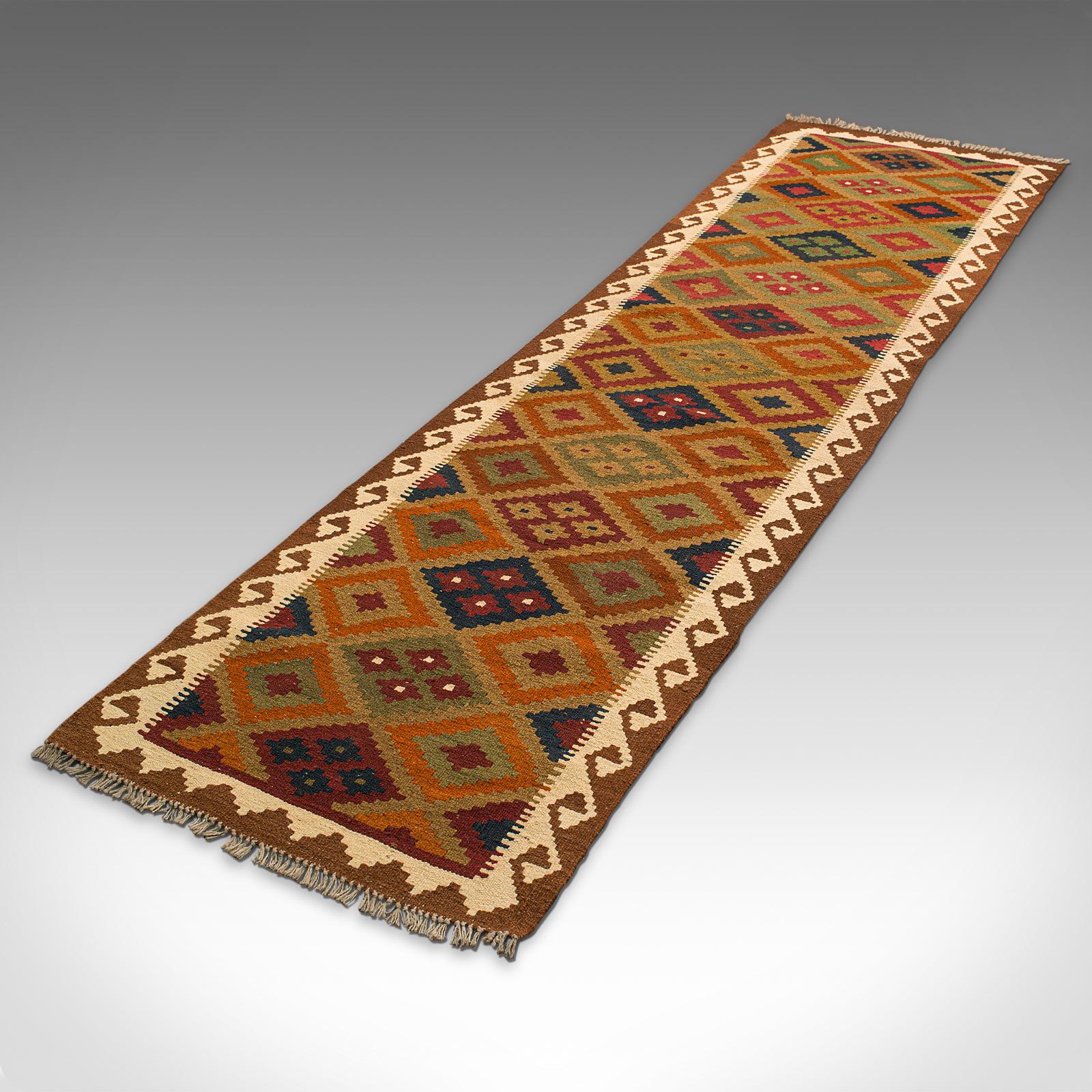 20th Century Long Vintage Maimana Kilim Runner, Caucasian, Decorative Carpet, Hallway Rug For Sale