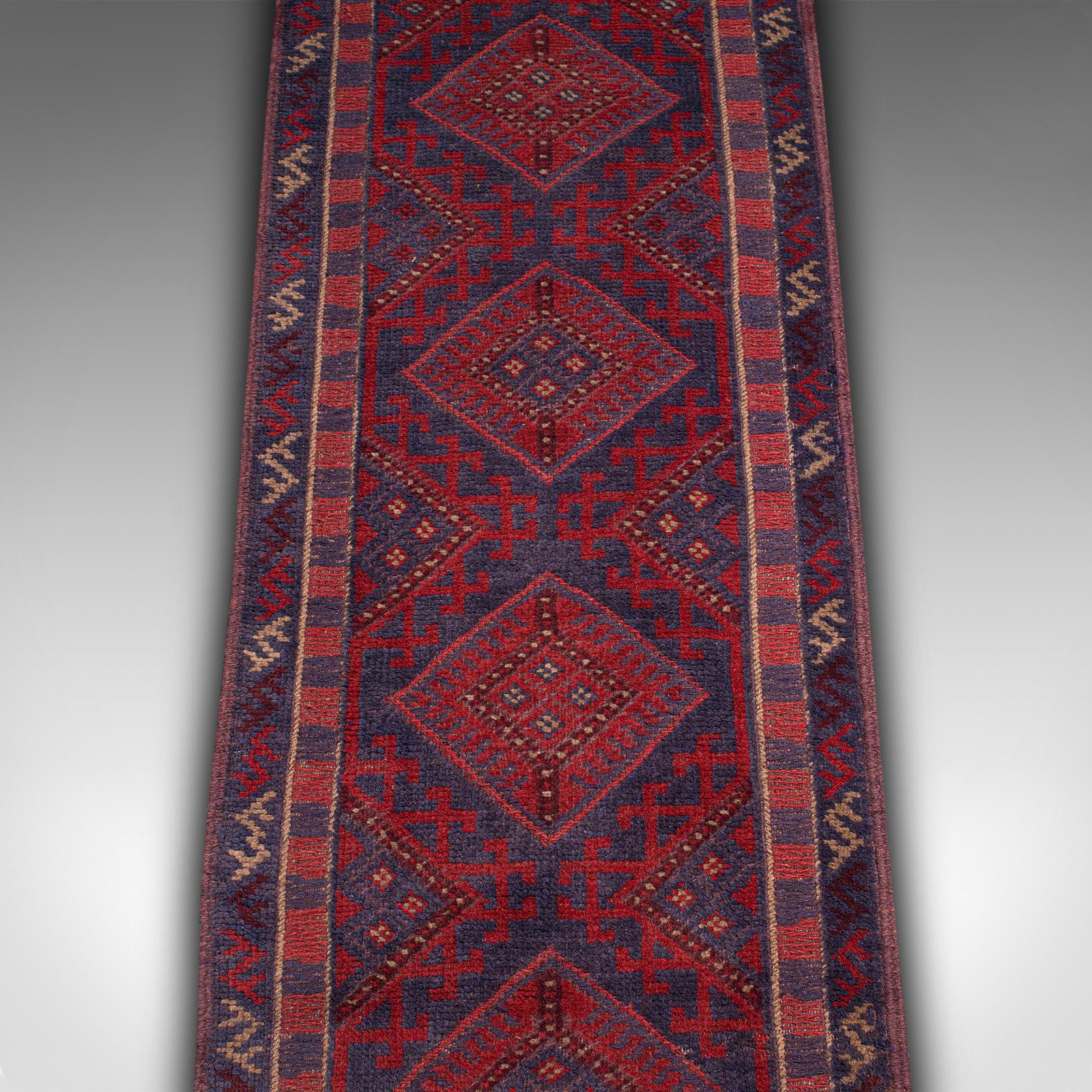 Long Vintage Meshwani Hallway Runner, Caucasian, Rug, Hall Carpet, Circa 1960 In Good Condition For Sale In Hele, Devon, GB