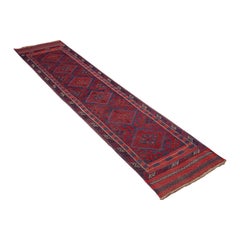 Long Vintage Meshwani Flur-Läufer, kaukasischer Teppich, Flur-Teppich, um 1960