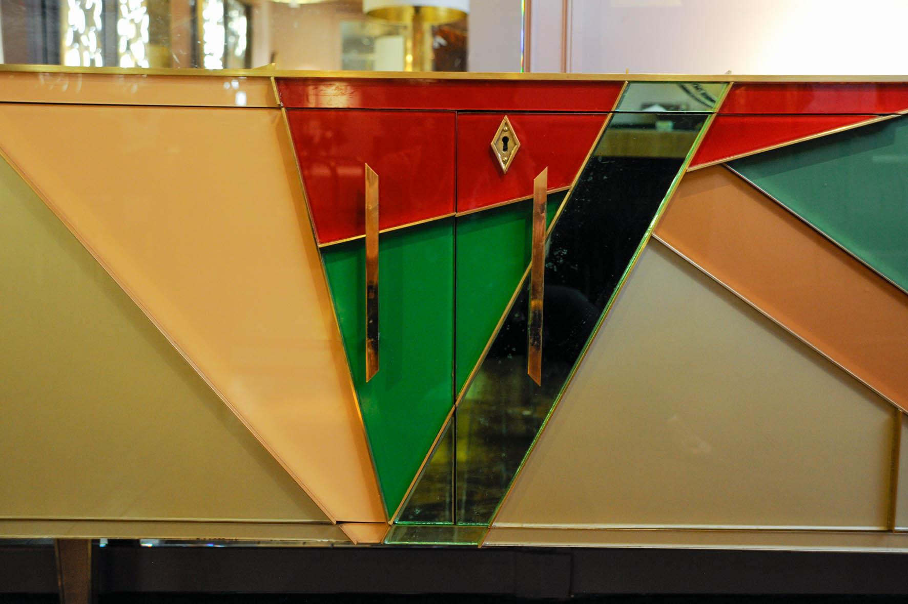Mid-Century Modern Long Vintage Mirror Buffet Customized by Studio Glustin at cost price