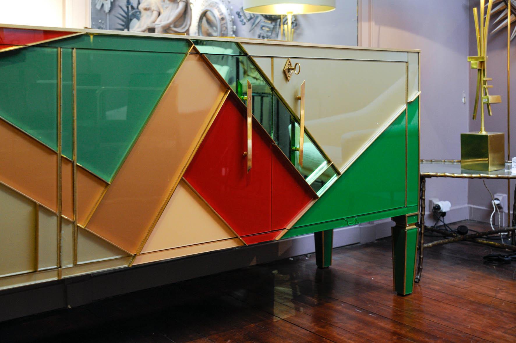 Italian Long Vintage Mirror Buffet Customized by Studio Glustin at cost price