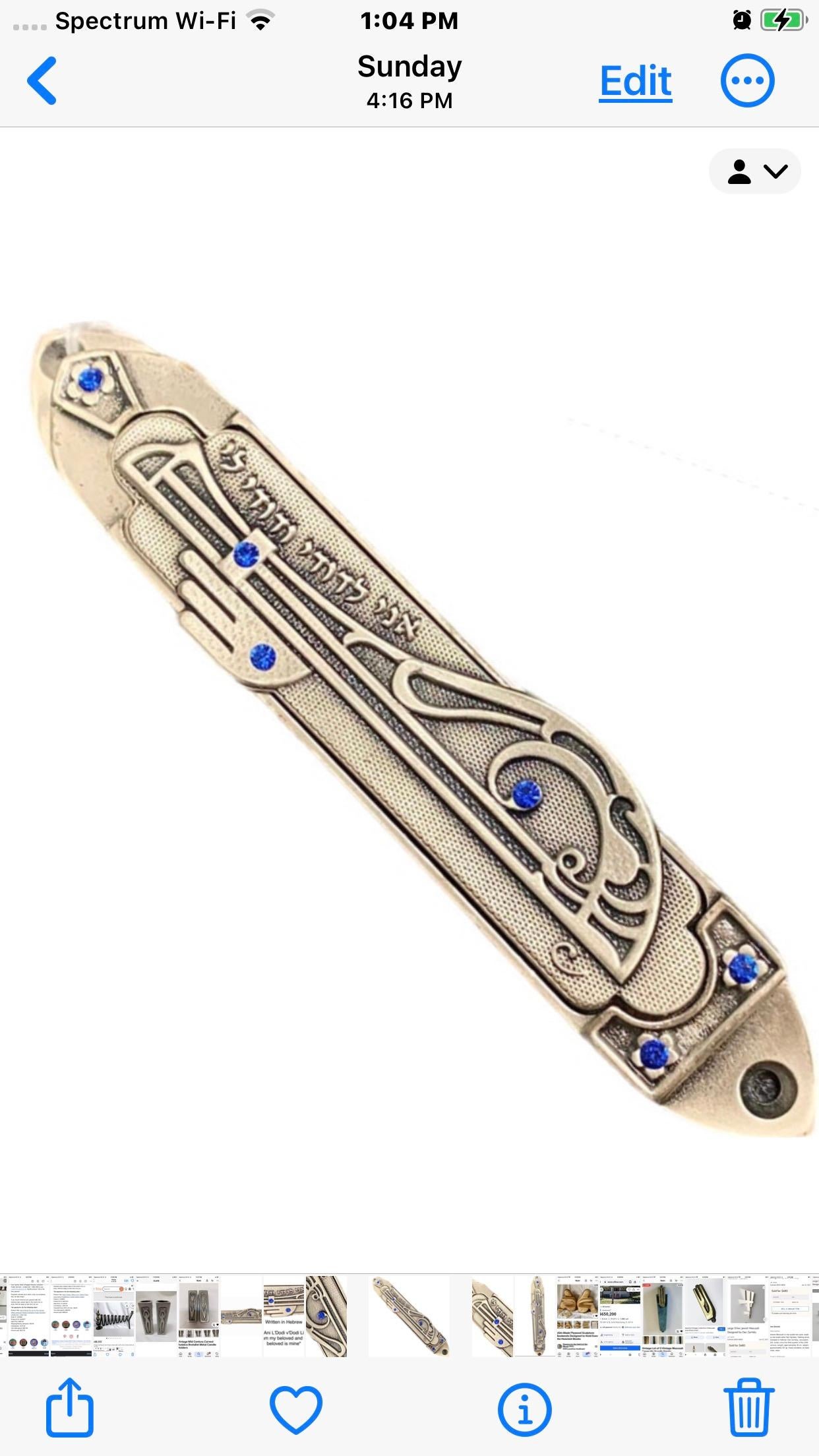 Lange Vintage Modernist Zinn Art Deco Nouveau Mezuzah Braut Bräutigam Hochzeit Geschenk im Angebot 3