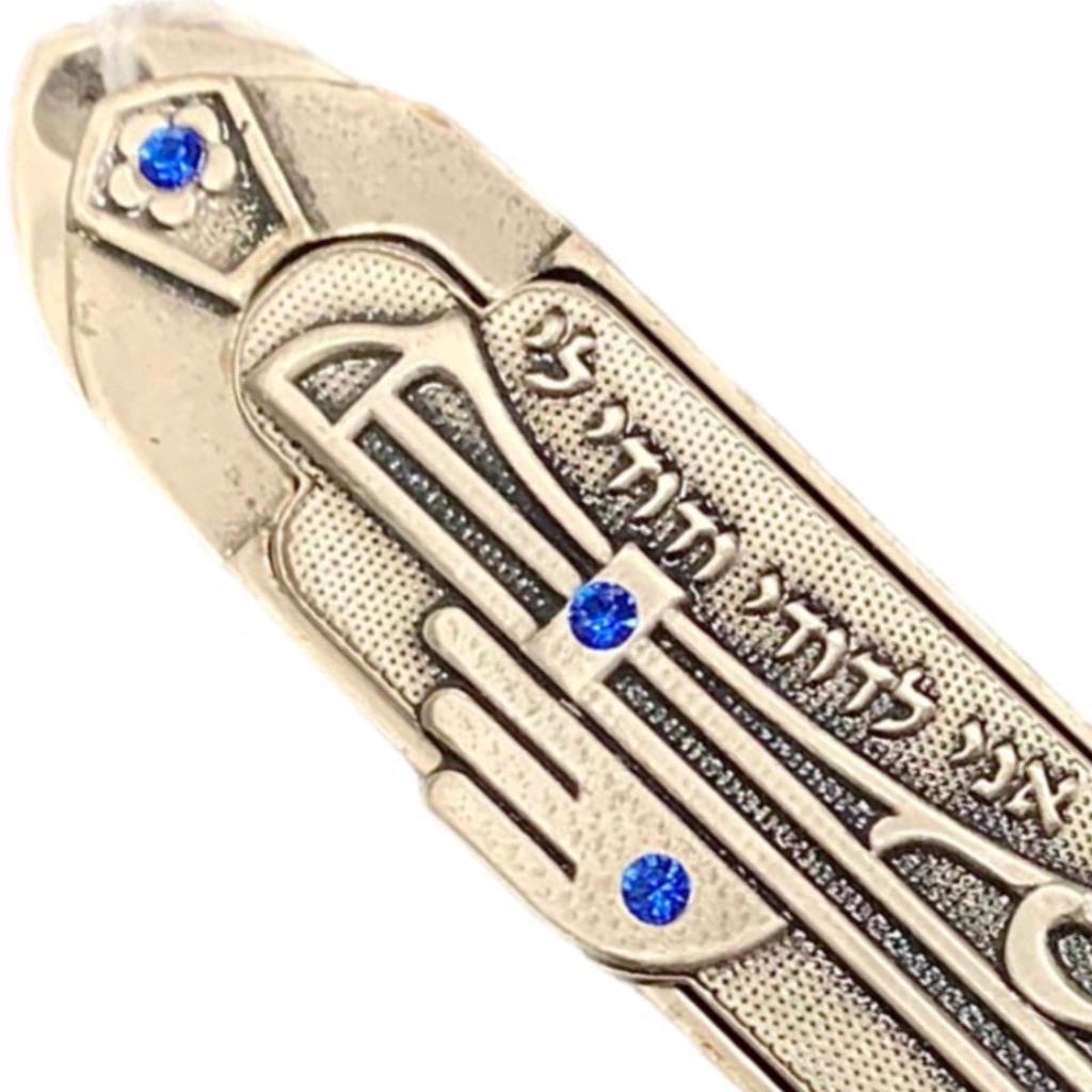 Lange Vintage Modernist Zinn Art Deco Nouveau Mezuzah Braut Bräutigam Hochzeit Geschenk (Edelsteinmix) im Angebot