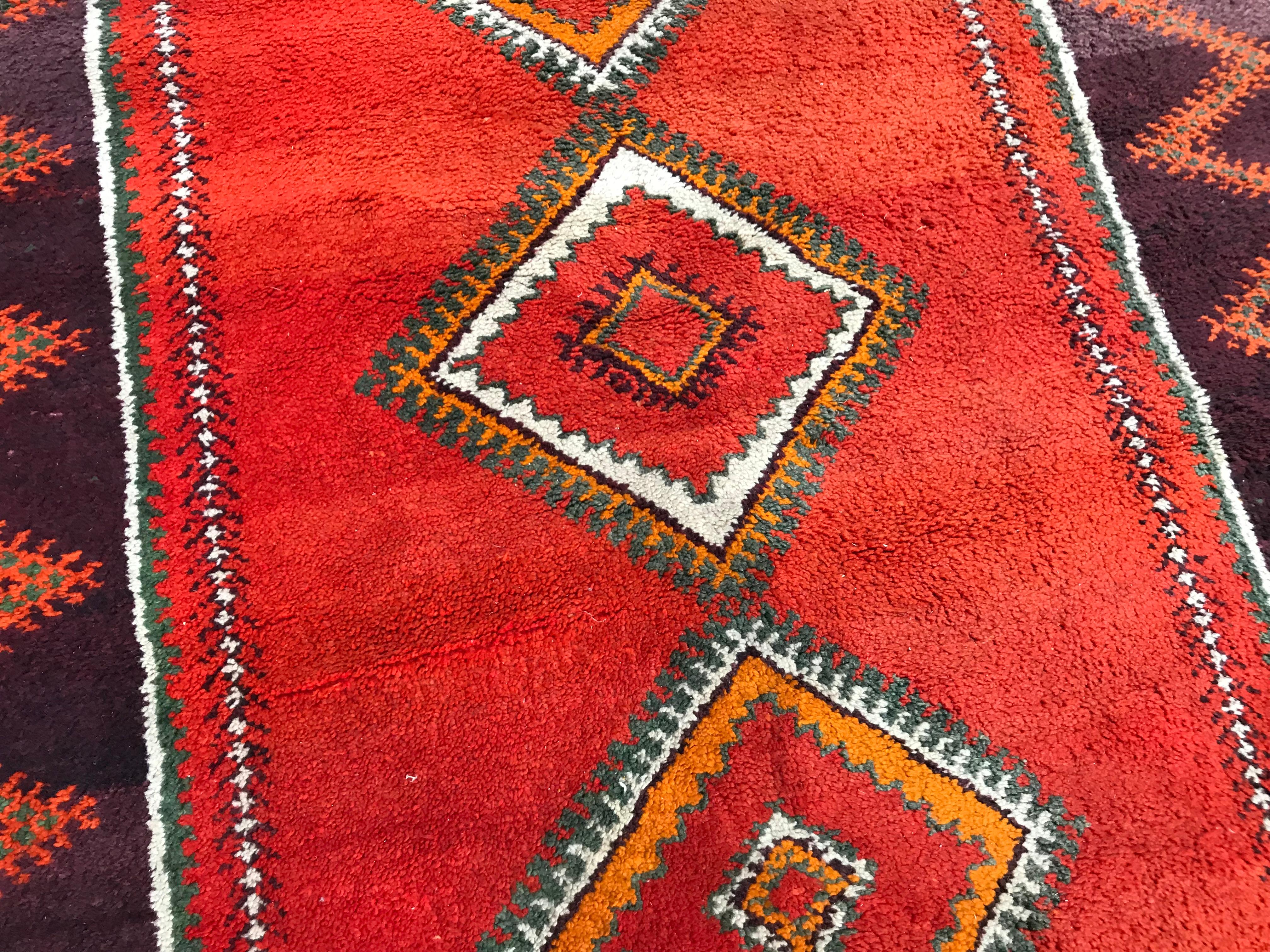 Hand-Knotted Bobyrug’s Long Vintage Moroccan Berbere Runner For Sale