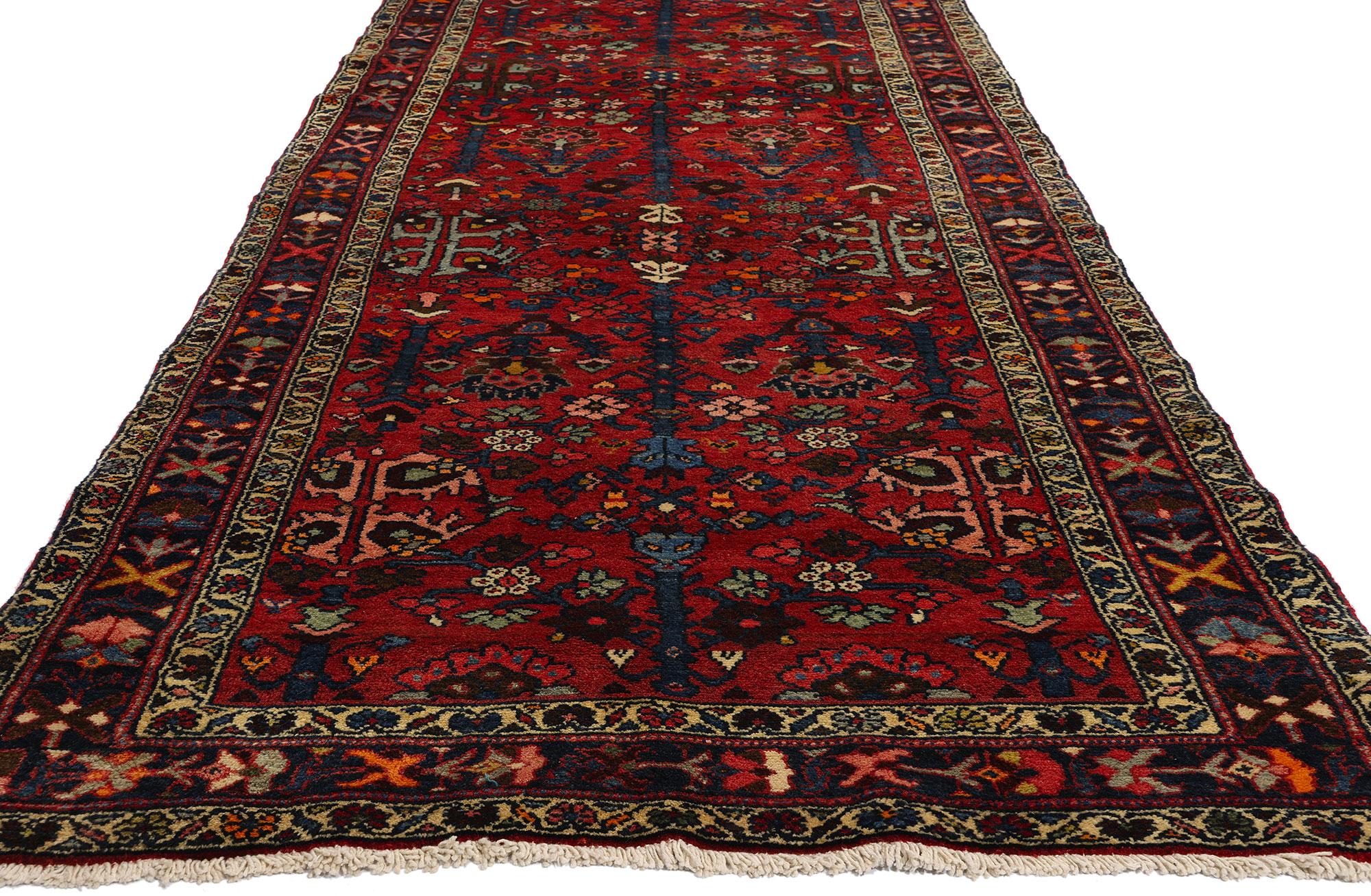 Modern Long Vintage Persian Wool Hamadan Rug For Sale