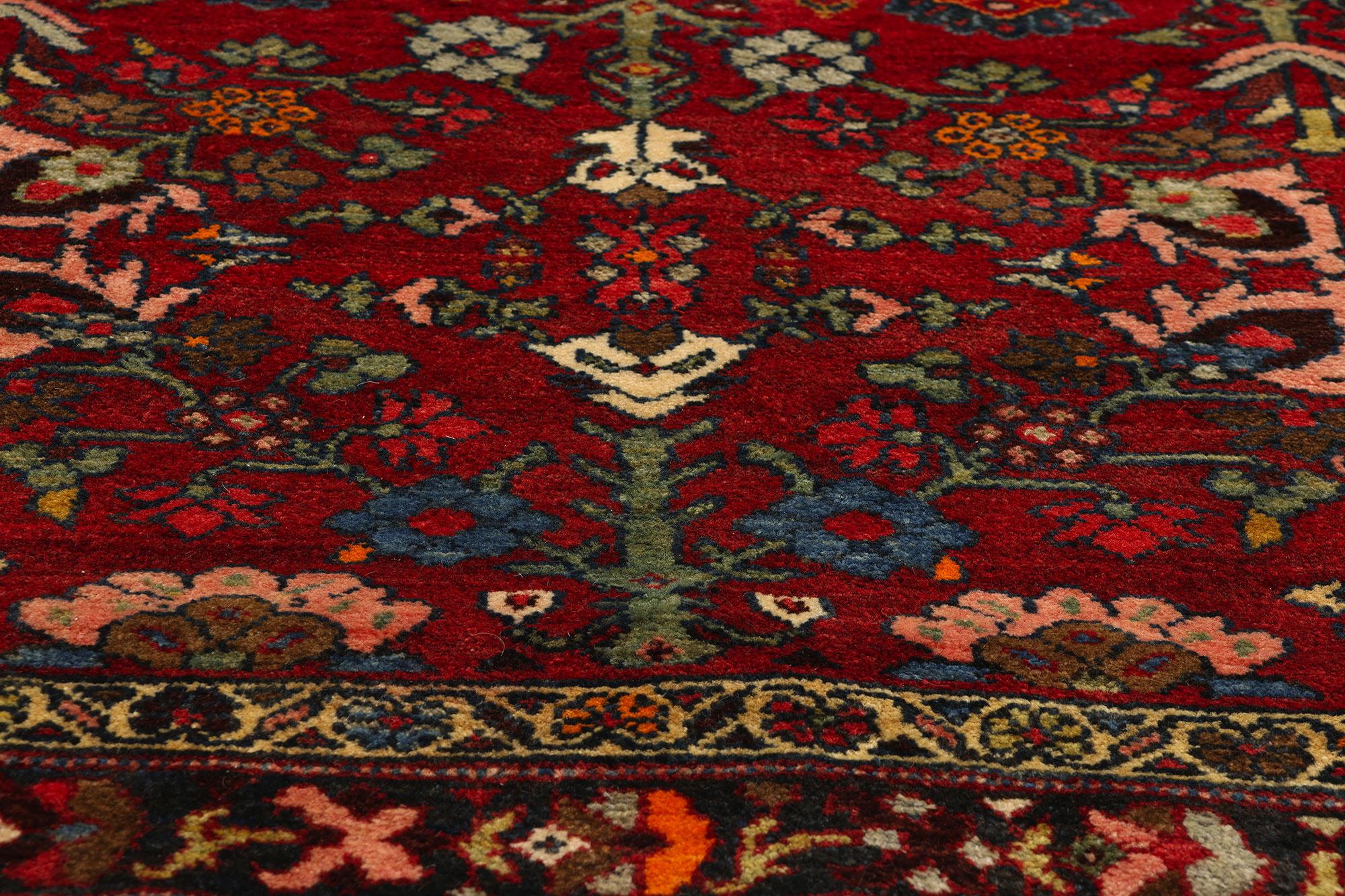 Hand-Knotted Long Vintage Persian Wool Hamadan Rug For Sale
