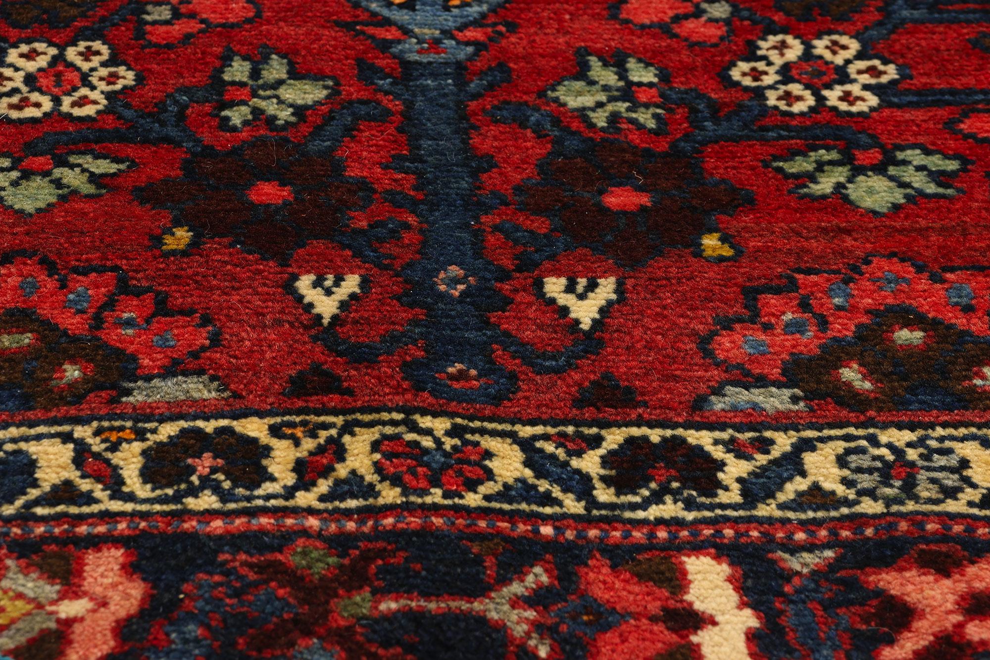 Hand-Knotted Long Vintage Persian Wool Hamadan Rug For Sale
