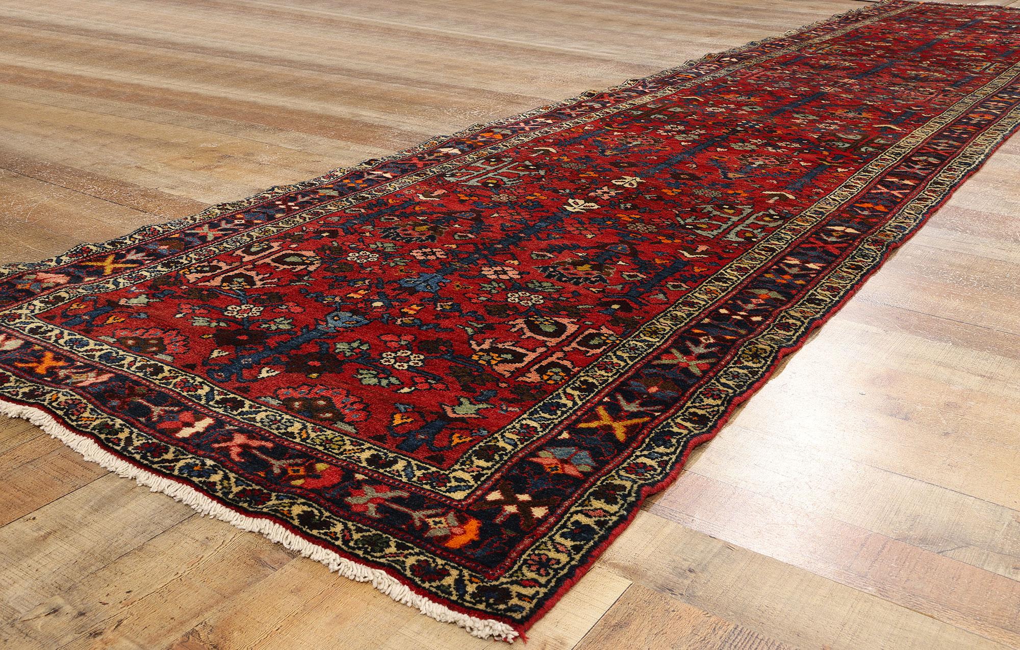 20th Century Long Vintage Persian Wool Hamadan Rug For Sale