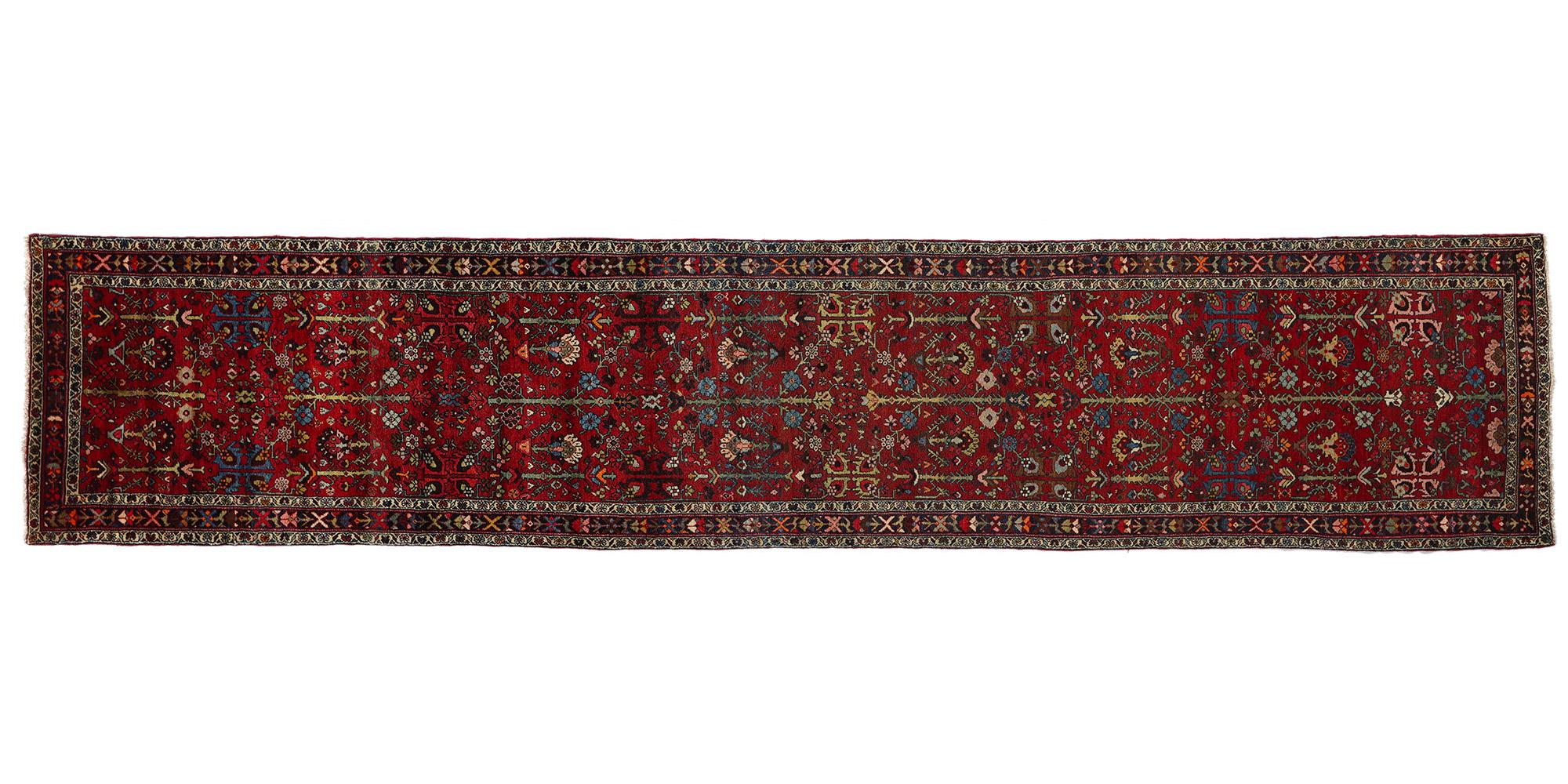 Long Vintage Persian Wool Hamadan Rug For Sale 1