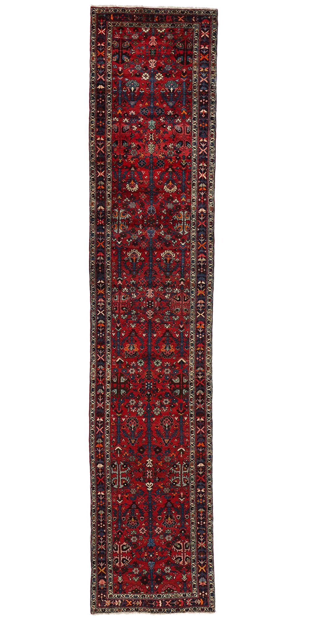 Long Vintage Persian Wool Hamadan Rug For Sale 1