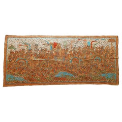 Langes Rama Yana Vintage-Gemälde Indonesien Asiatische Sammlerstücke Textilien Wohndekor