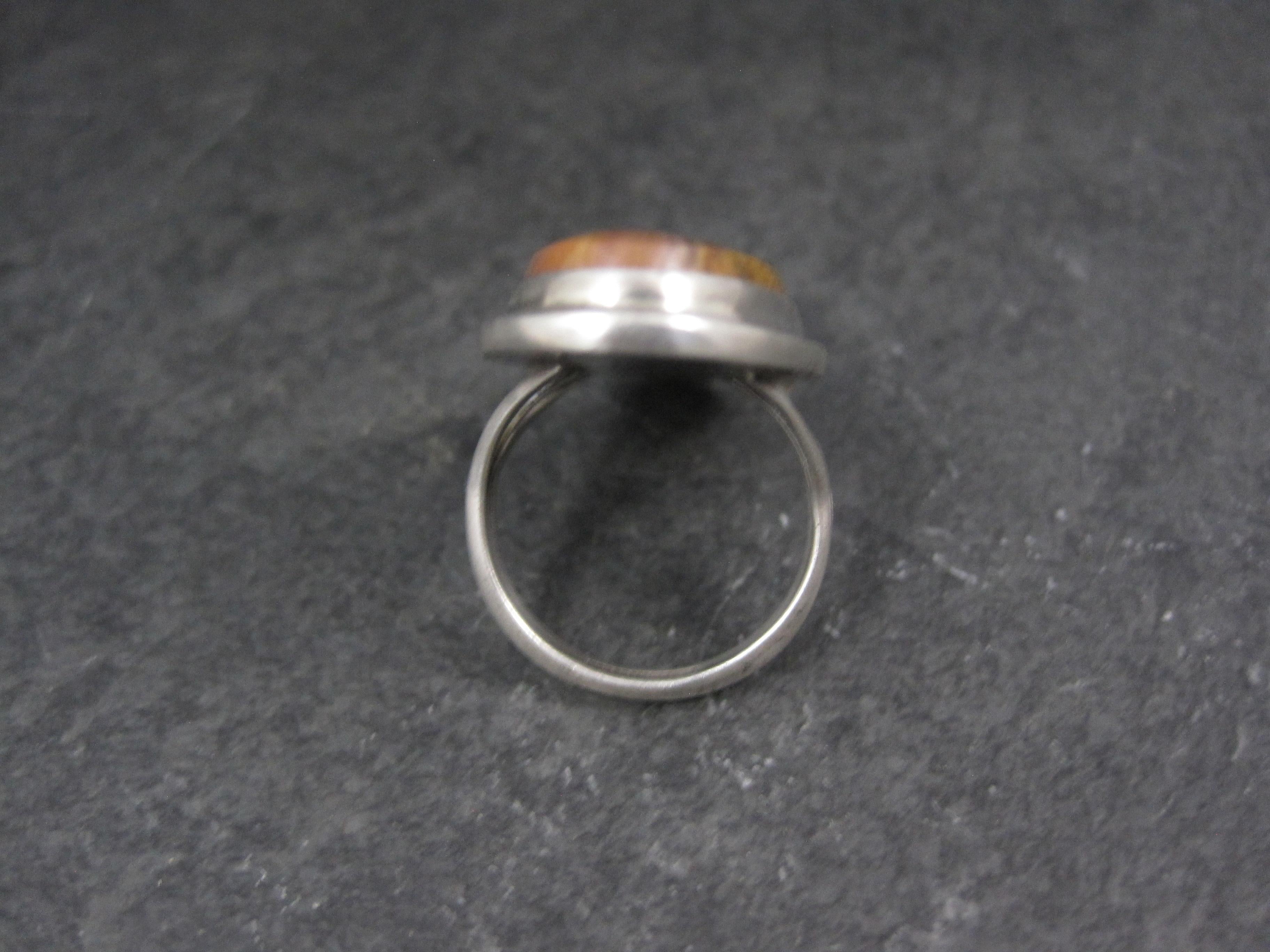 Long Vintage Southwestern Sterling Jasper Ring Size 7 For Sale 1