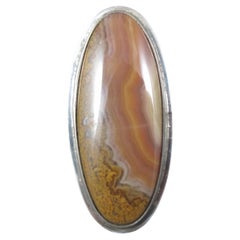 Langes langes Vintage Südwest-Jasper-Ring aus Sterlingsilber, Größe 7