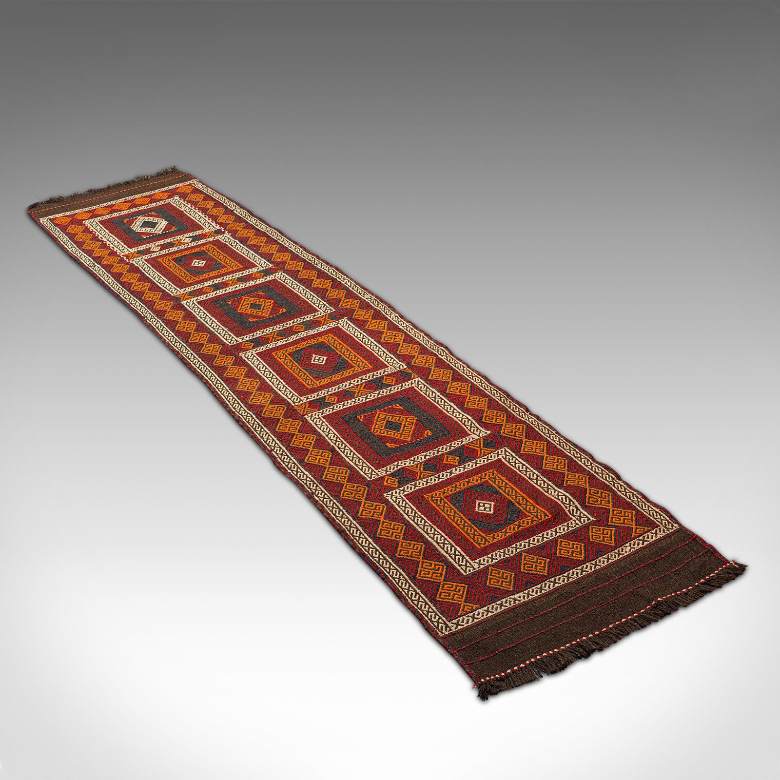 20th Century Long Vintage Suzani Kilim Runner, Caucasian, Woven, Hallway, Carpet, Circa 1980 For Sale