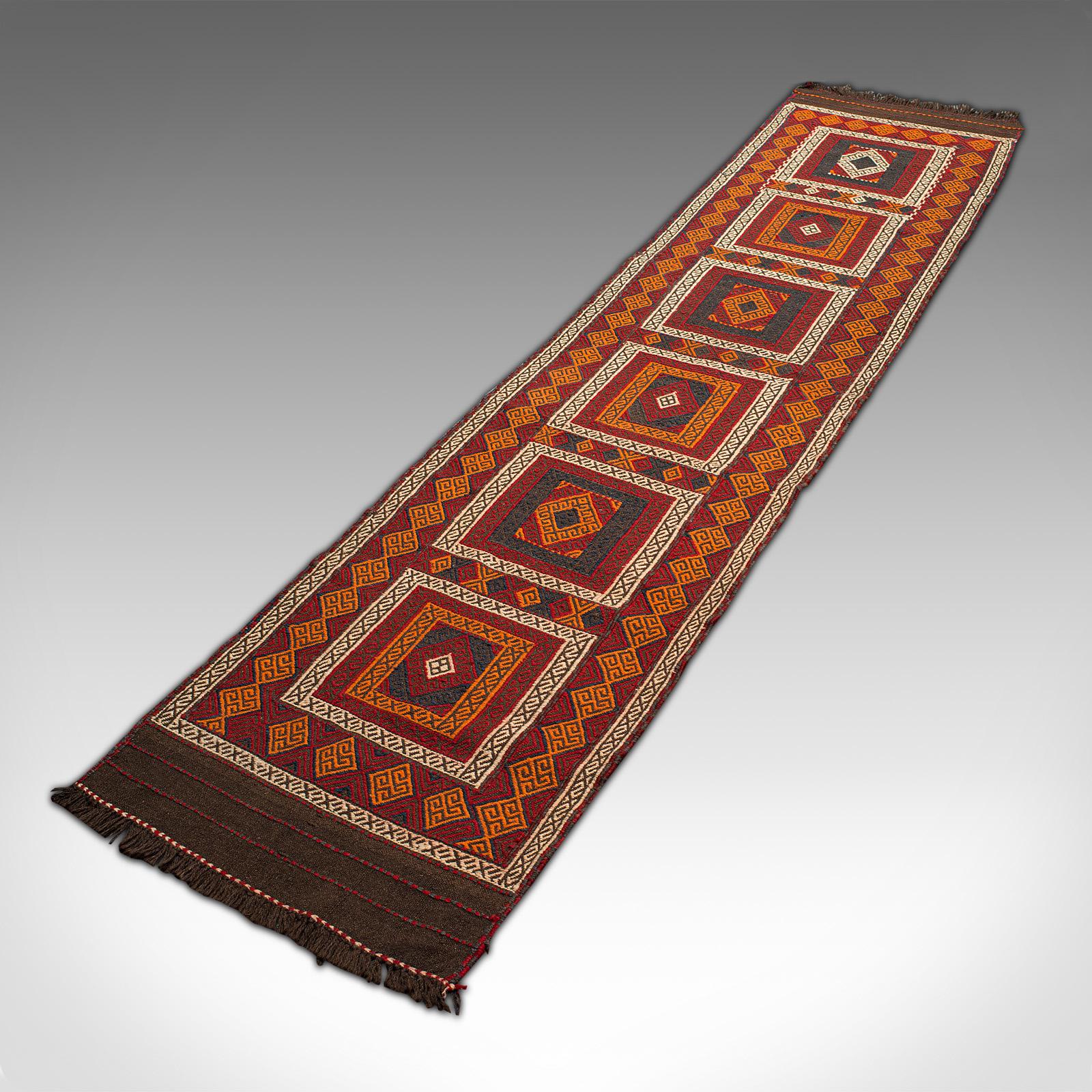 Textile Long Vintage Suzani Kilim Runner, Caucasian, Woven, Hallway, Carpet, Circa 1980 For Sale