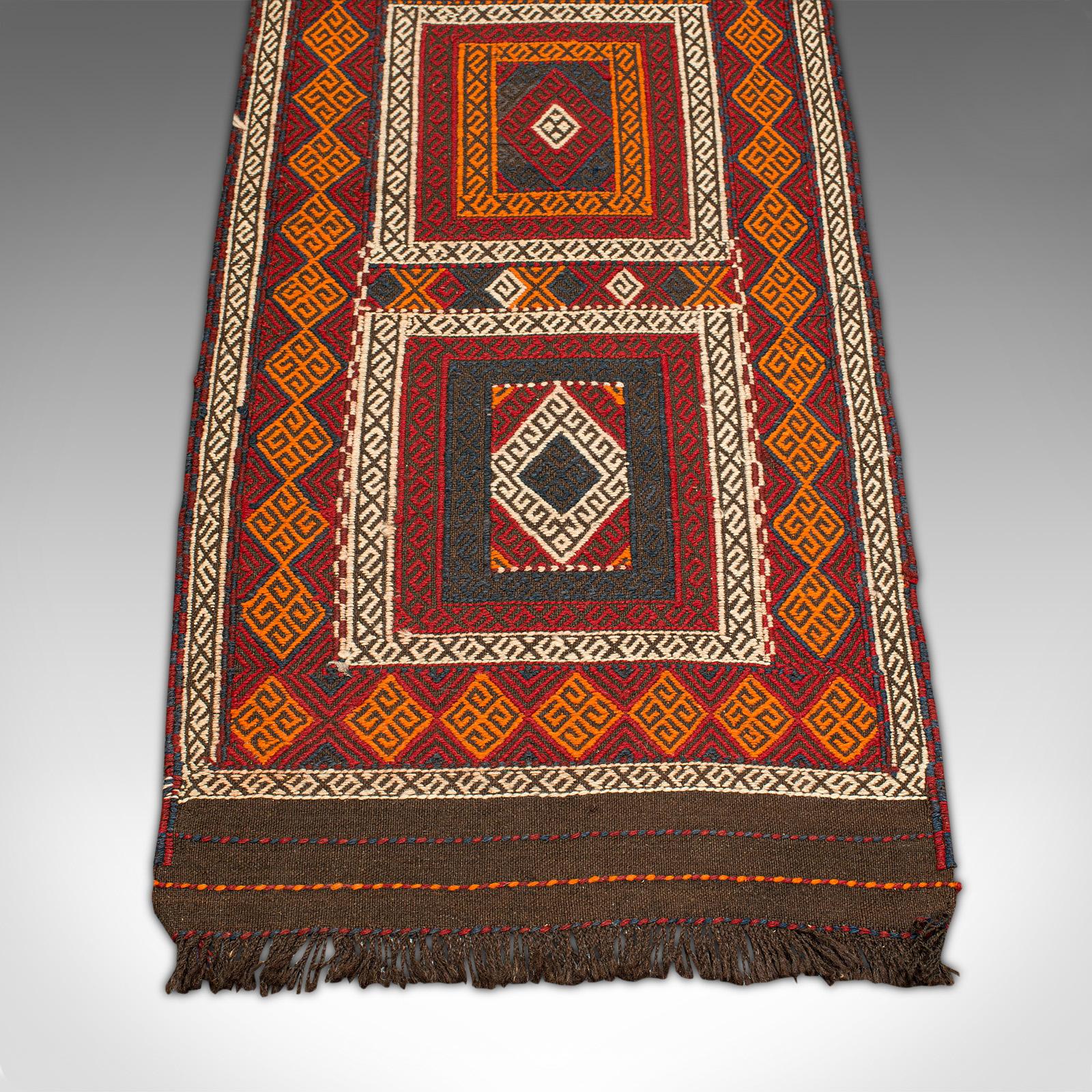 Long Vintage Suzani Kilim Runner, Caucasian, Woven, Hallway, Carpet, Circa 1980 For Sale 1