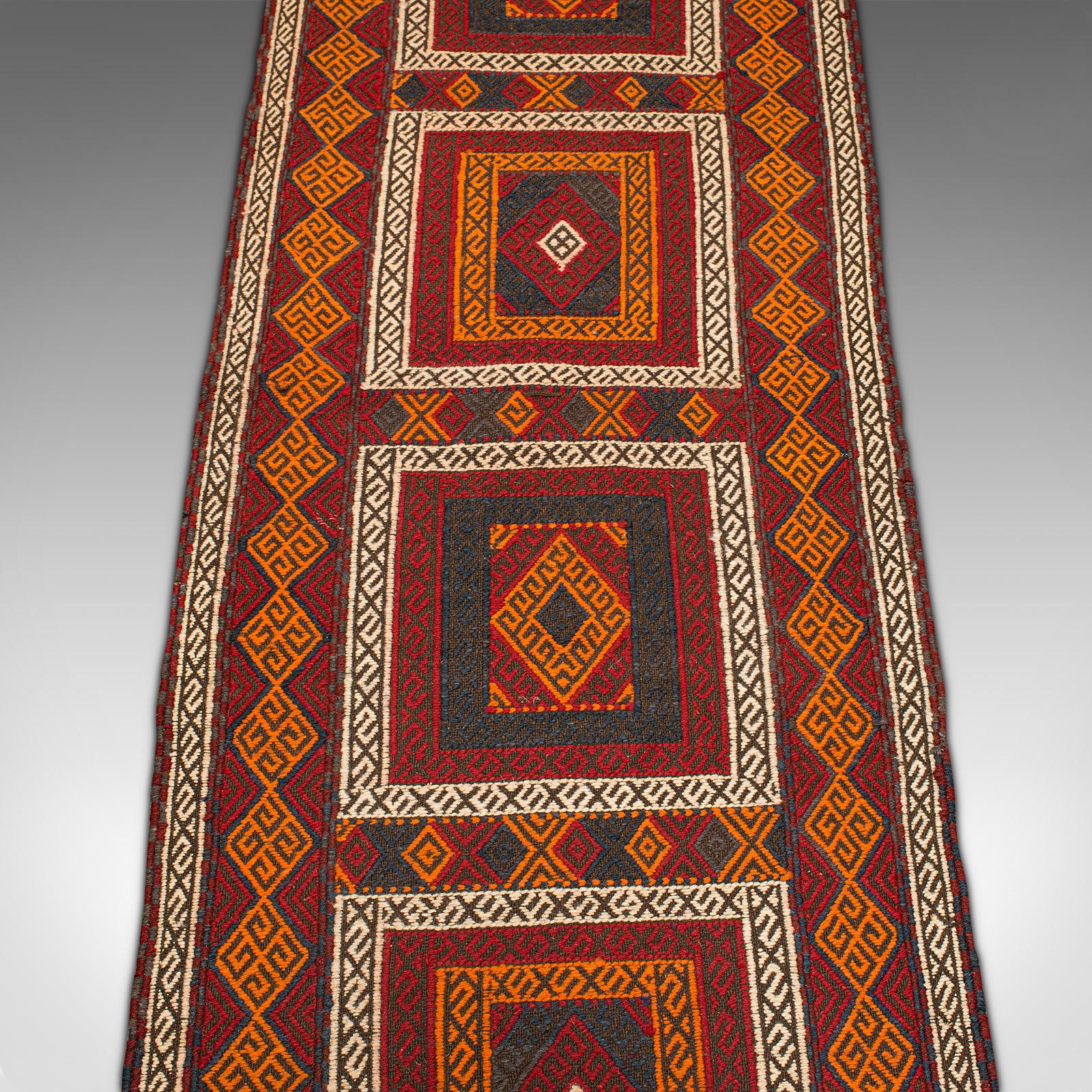 Long Vintage Suzani Kilim Runner, Caucasian, Woven, Hallway, Carpet, Circa 1980 For Sale 2