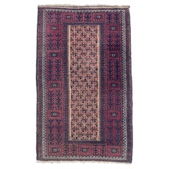Long Vintage Tribal Afghan Baluchi Rug, c 1940-50's