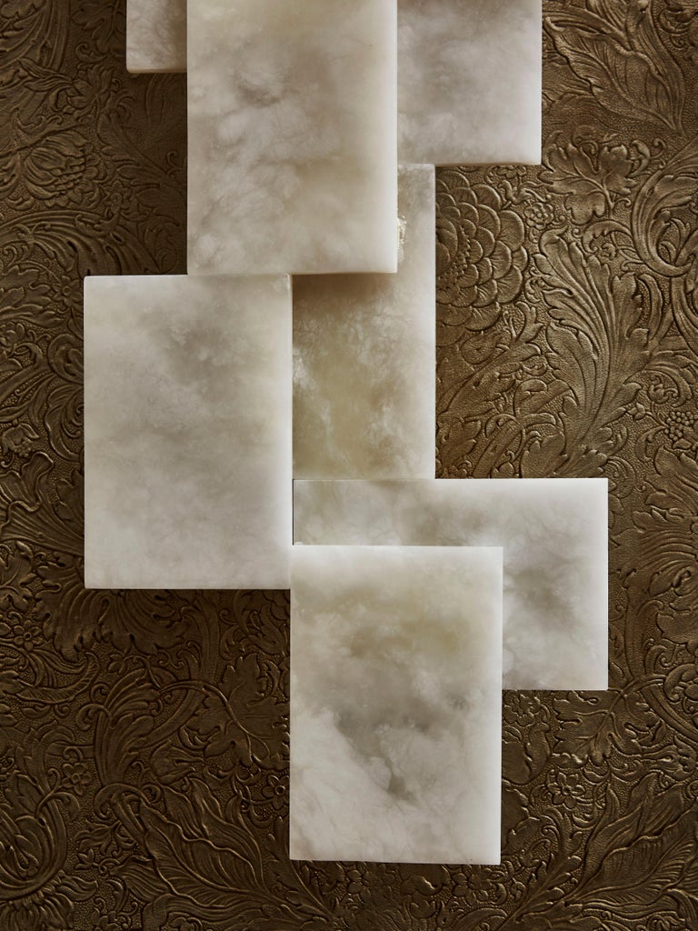 Contemporary Long Wall Sconces in Alabaster by Studio Glustin For Sale