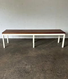 Long Walnut Bench / Coffee Table on White Base Long Walnut Bench / Coffee Table on White Base