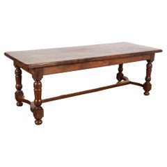 Long Walnut Dining Refectory Library Table from France, circa 1900s
