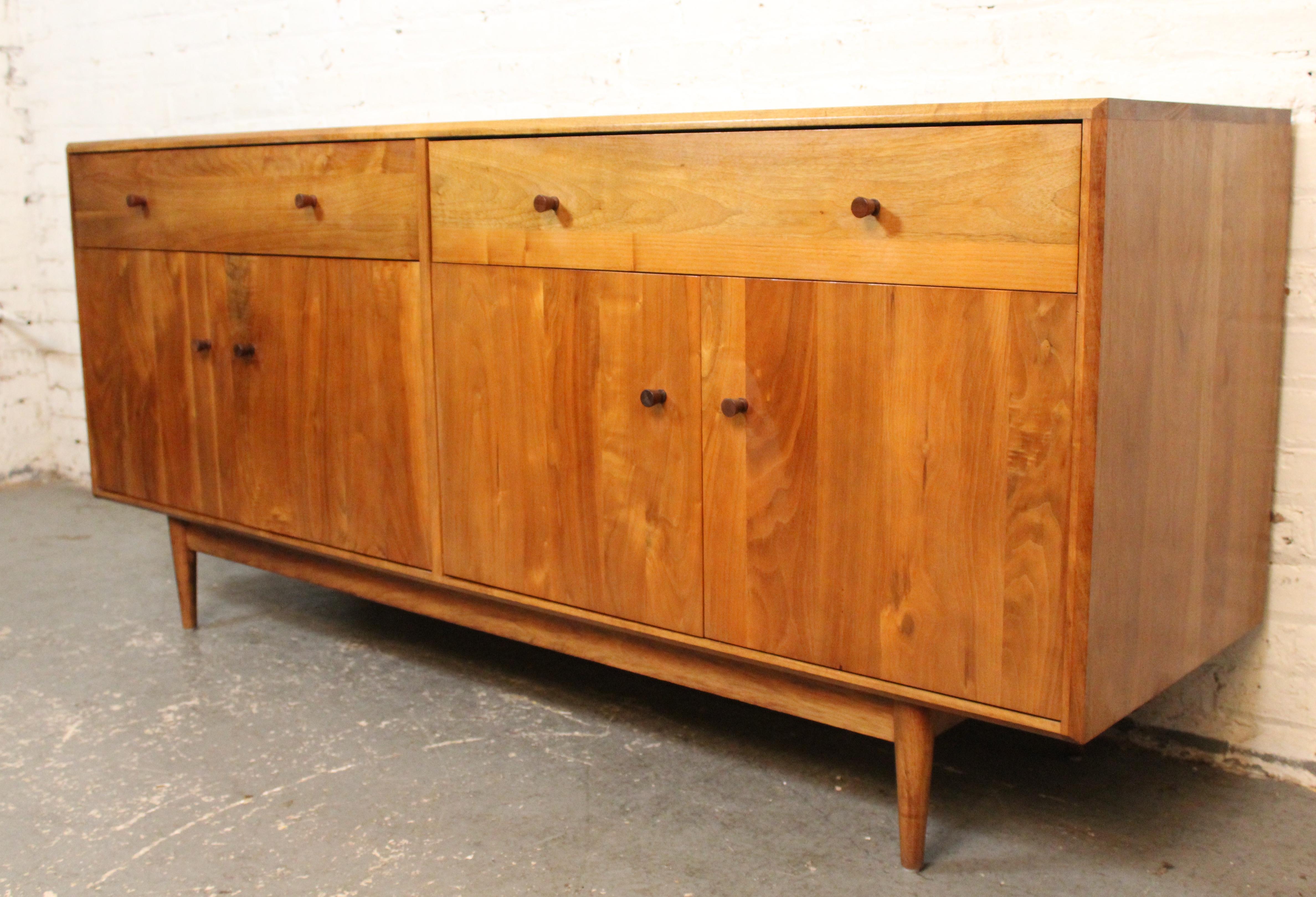 20th Century Long Walnut Media Cabinet For Sale