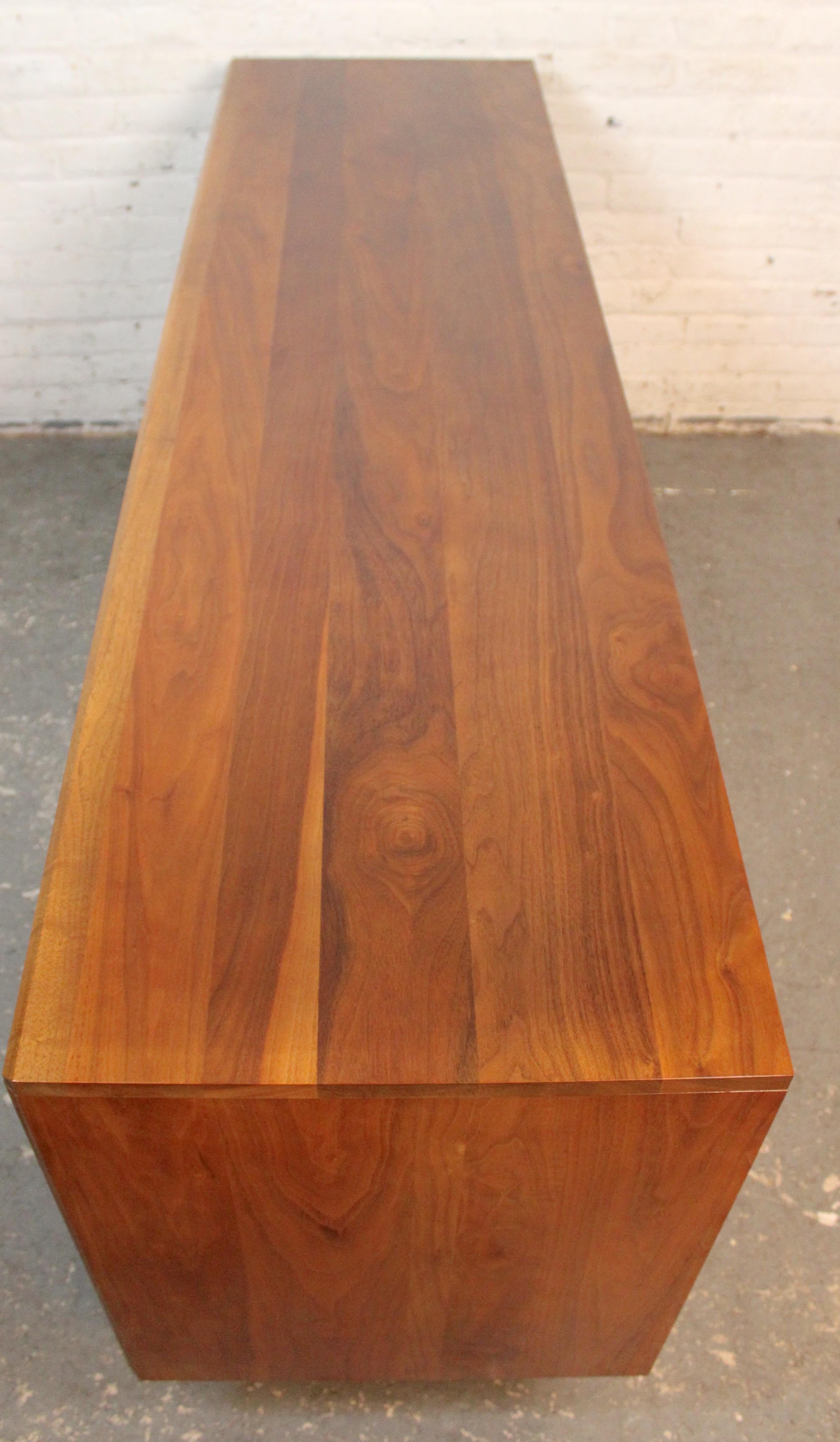 Long Walnut Media Cabinet For Sale 2