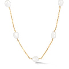 Long collier de perles baroques blanches en or vermeil 18ct