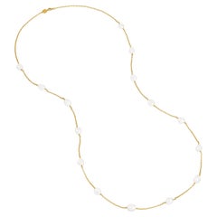 Lange weiße Barockperlenkette Halskette aus 18 Karat Gold Vermeil mit Perlen
