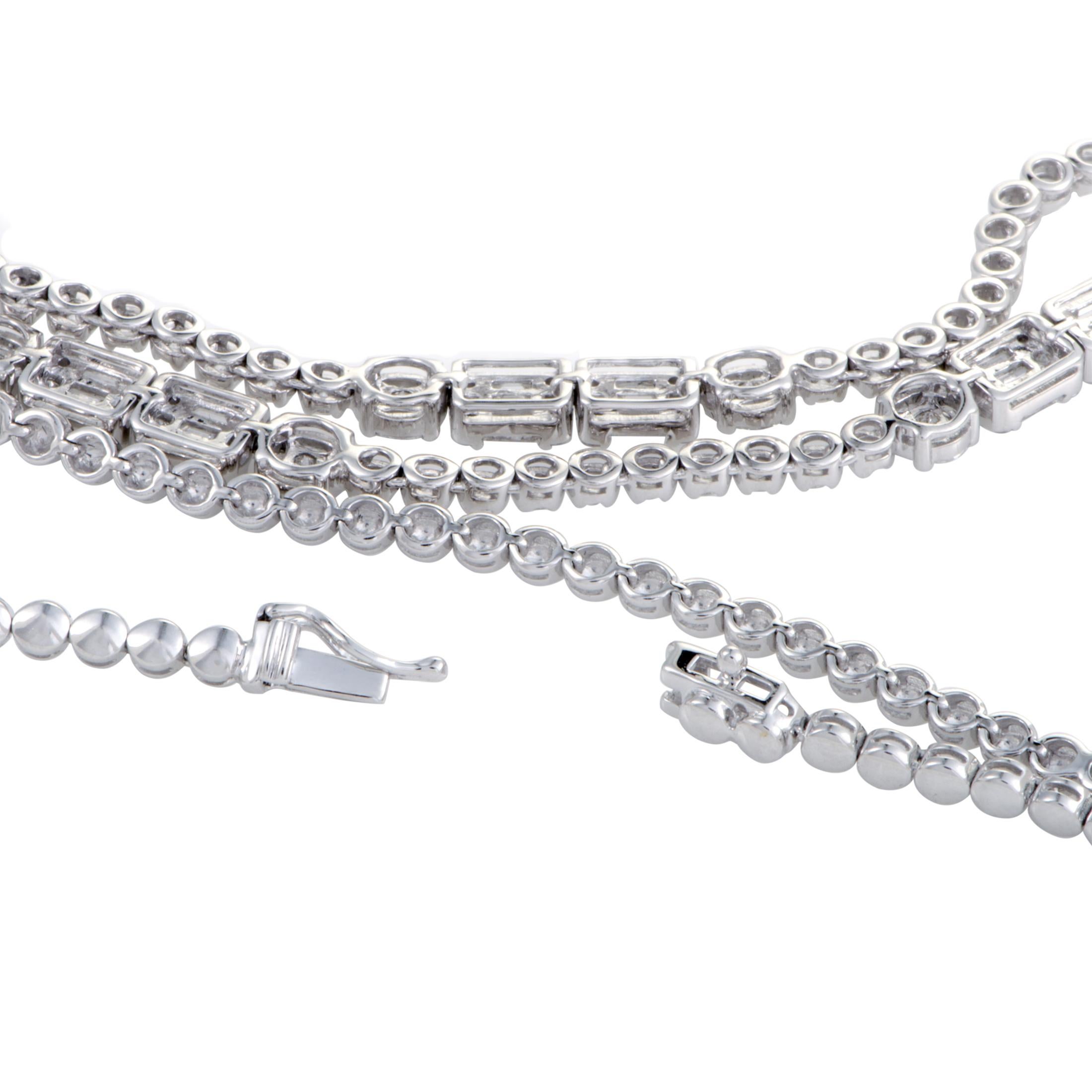 Women's Long White Gold Diamond Strand Necklace