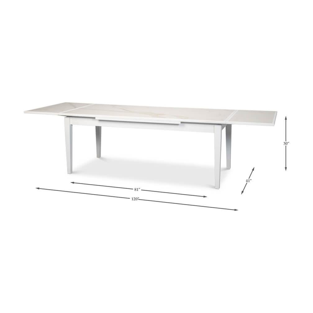 Long White Italian Draw Leaf Table For Sale 4
