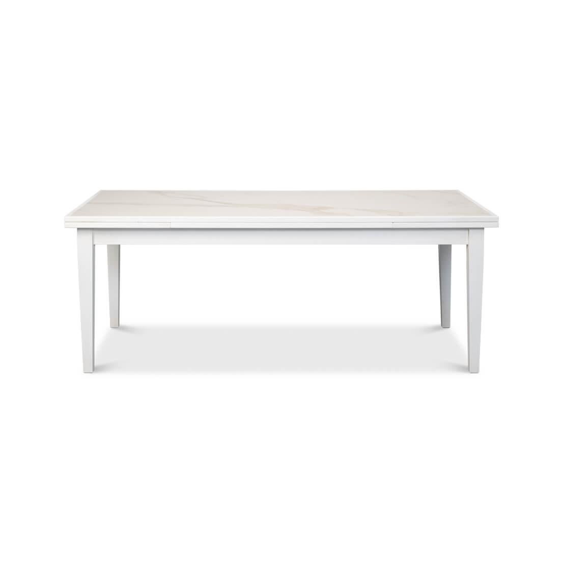 The Italian-style draw-leaf table extends from an 81