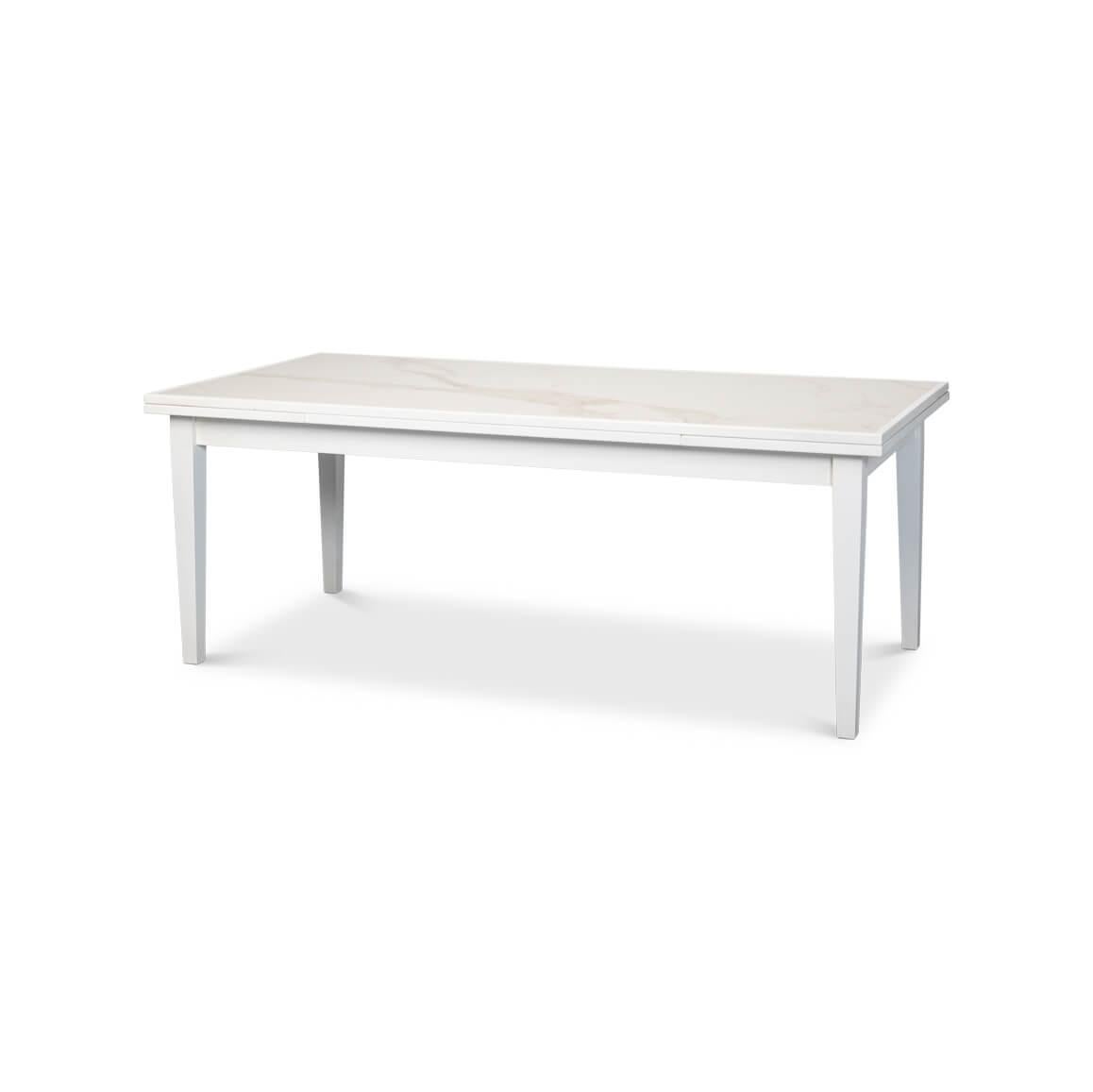Contemporary Long White Italian Draw Leaf Table For Sale