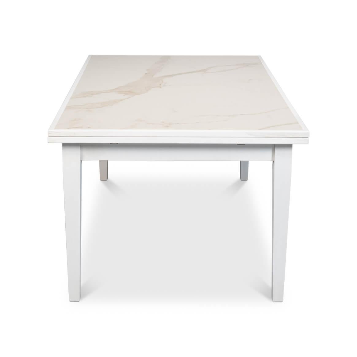 Porcelaine Longue table à rallonge italienne blanche en vente