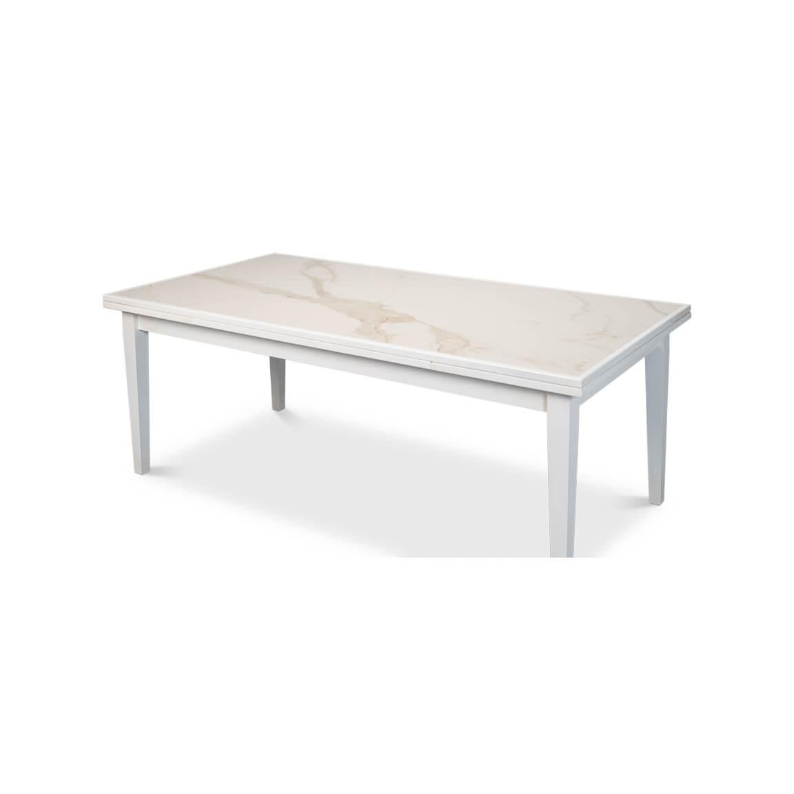 Long White Italian Draw Leaf Table For Sale 1