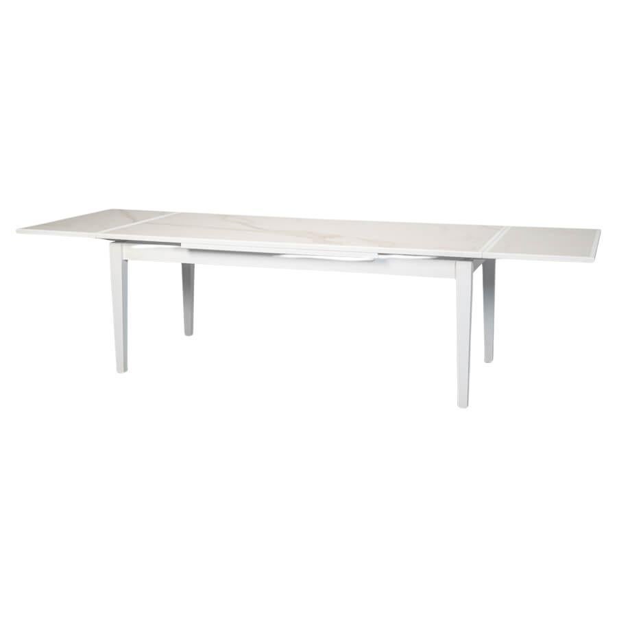 Long White Italian Draw Leaf Table For Sale