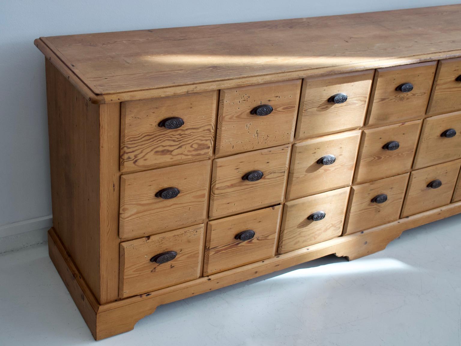 Organic Modern Long Wooden Chest of Drawers / Store Counter