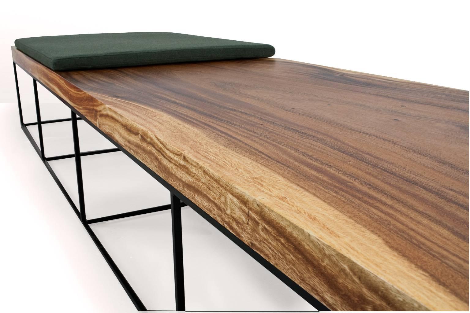 Oiled Long Wooden Suar Coffee Table or Bench, Organic Contemporary Modern Design For Sale