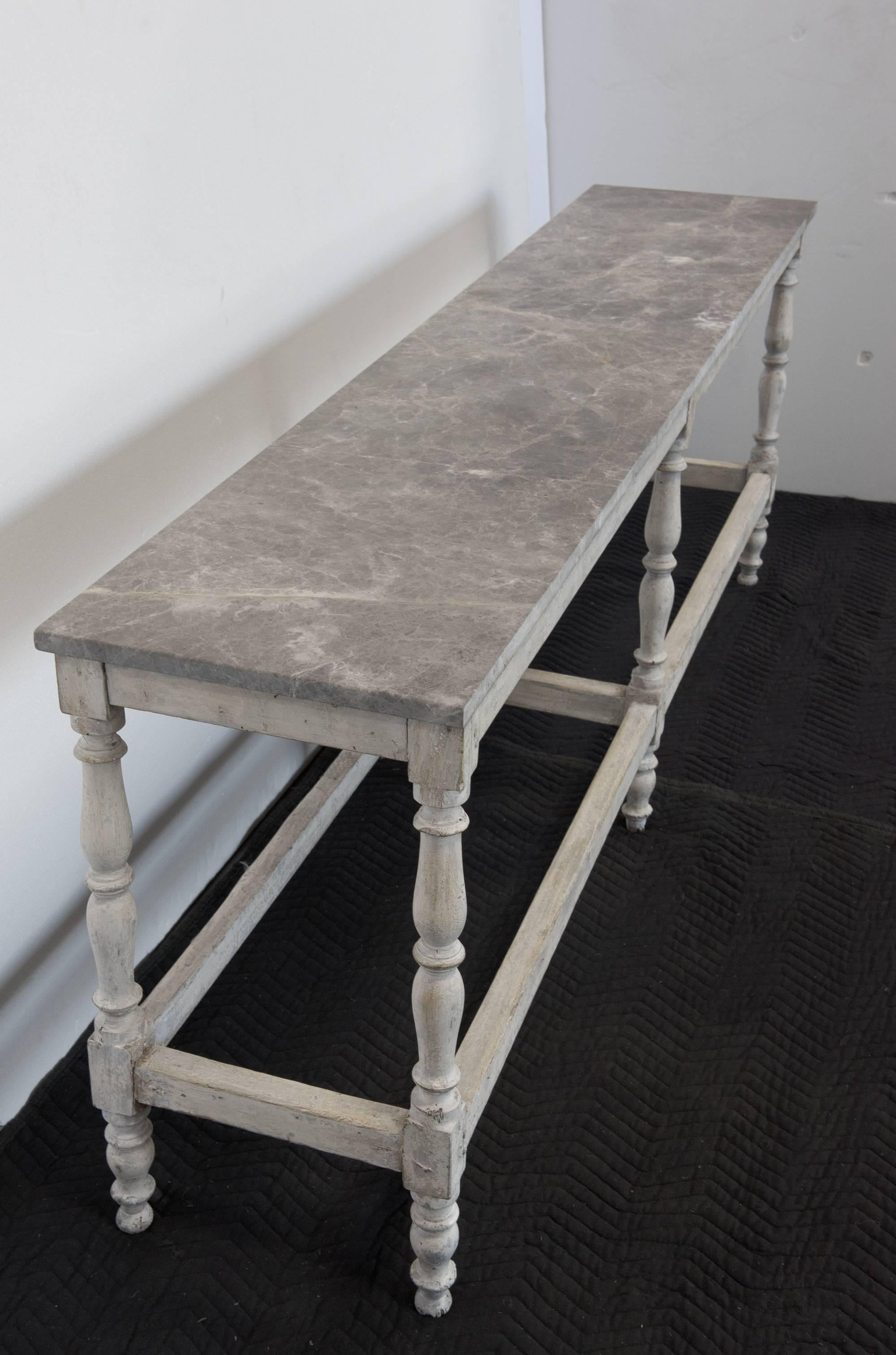Long Wooden Table with Marble Top 4